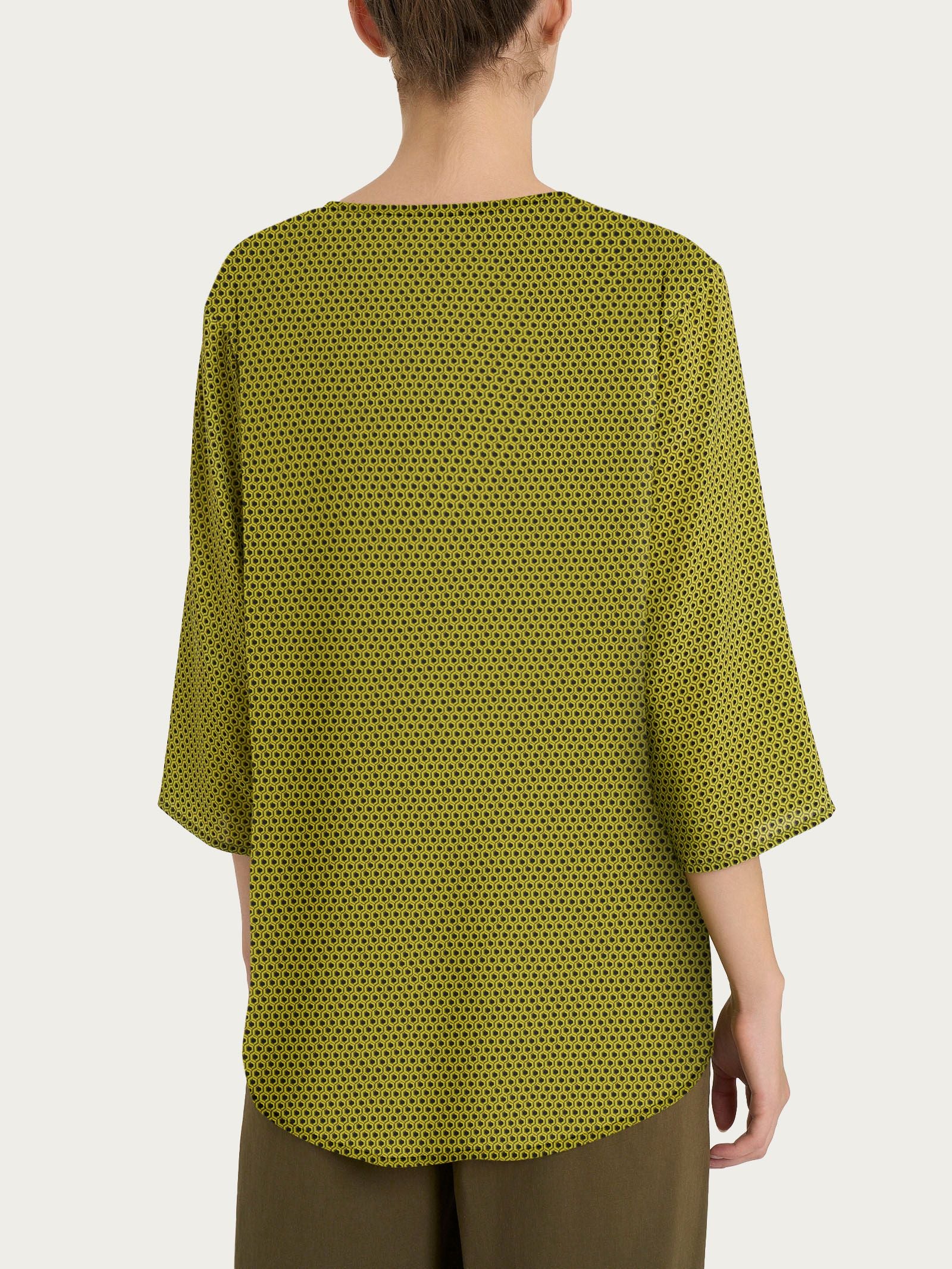 Ragno Ecoseta Blusa viscosa fantasia sphagnum scollo a V