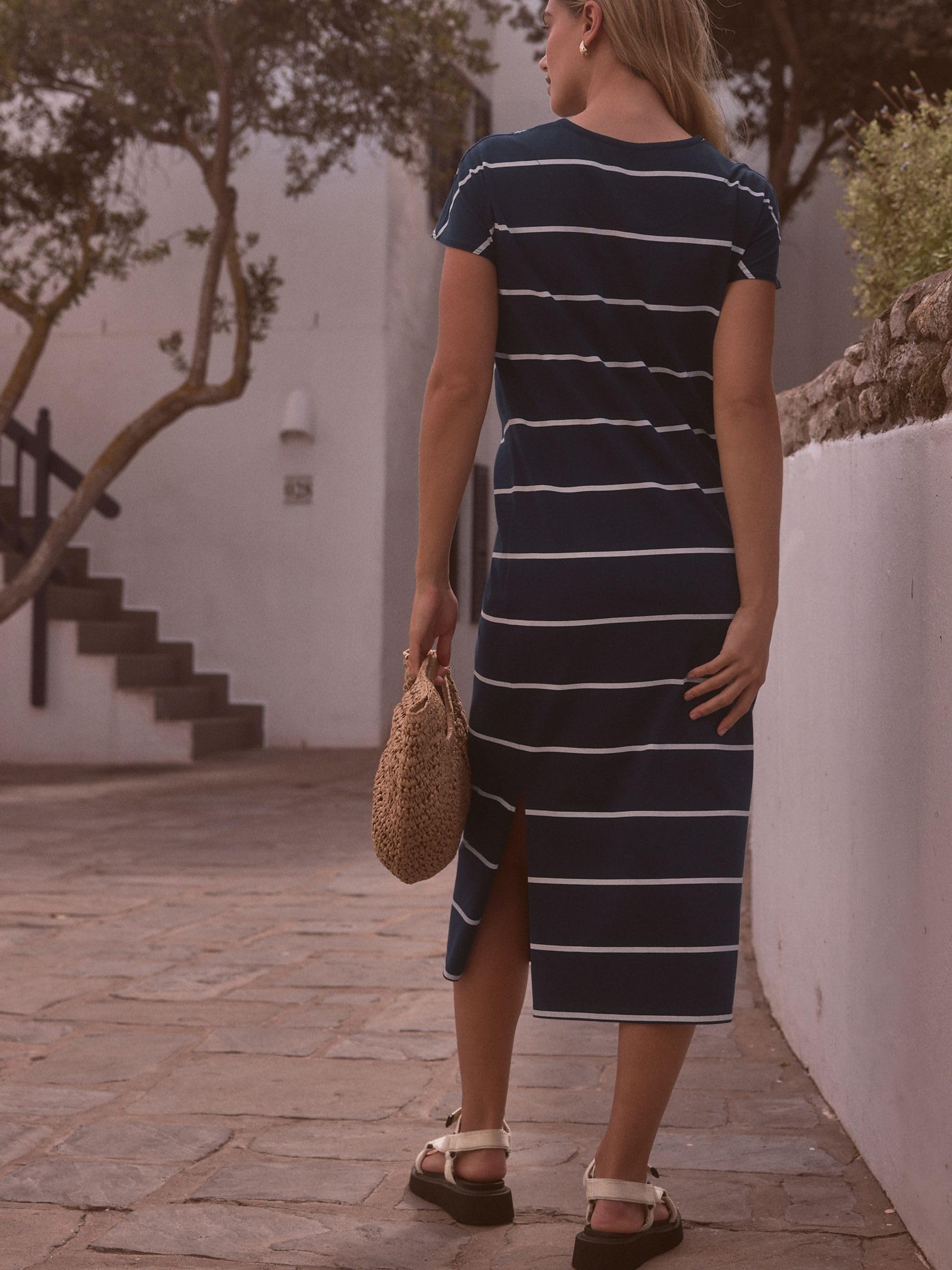 Next abito t-shirt torchon cotone nero midi