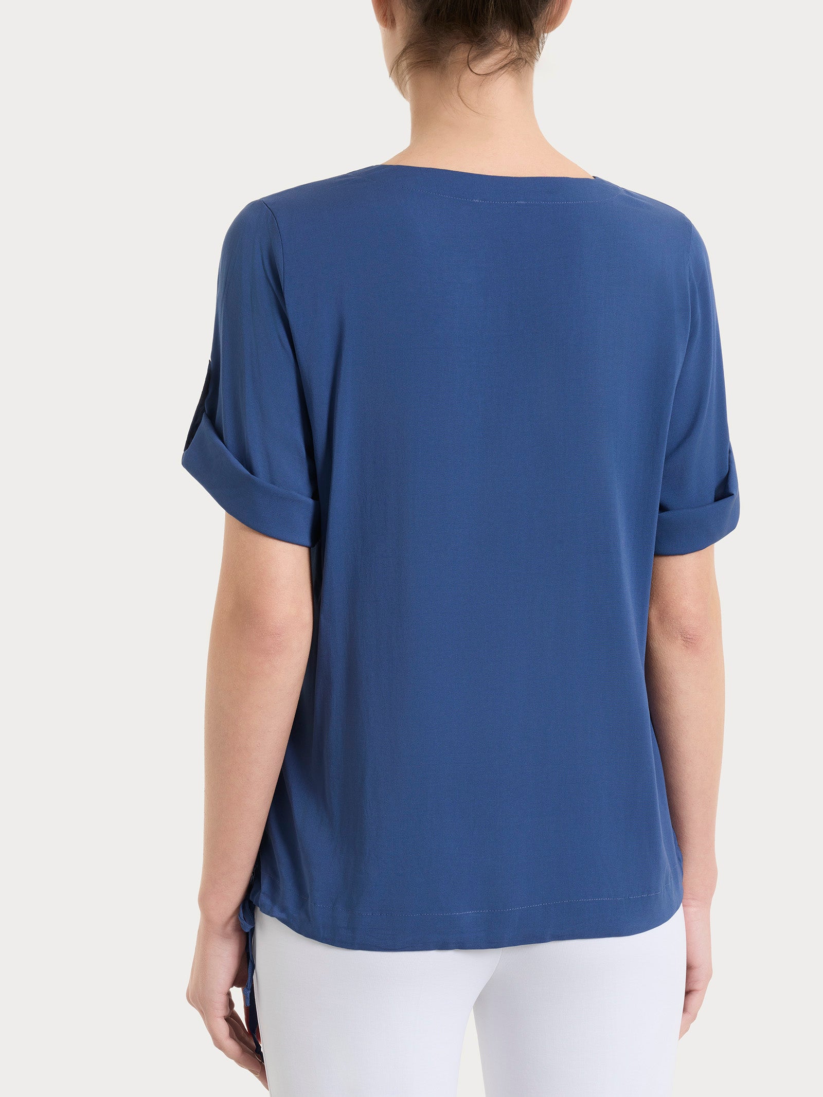 Ragno Voile Stretch blusa scollo V Oceana manica lunga