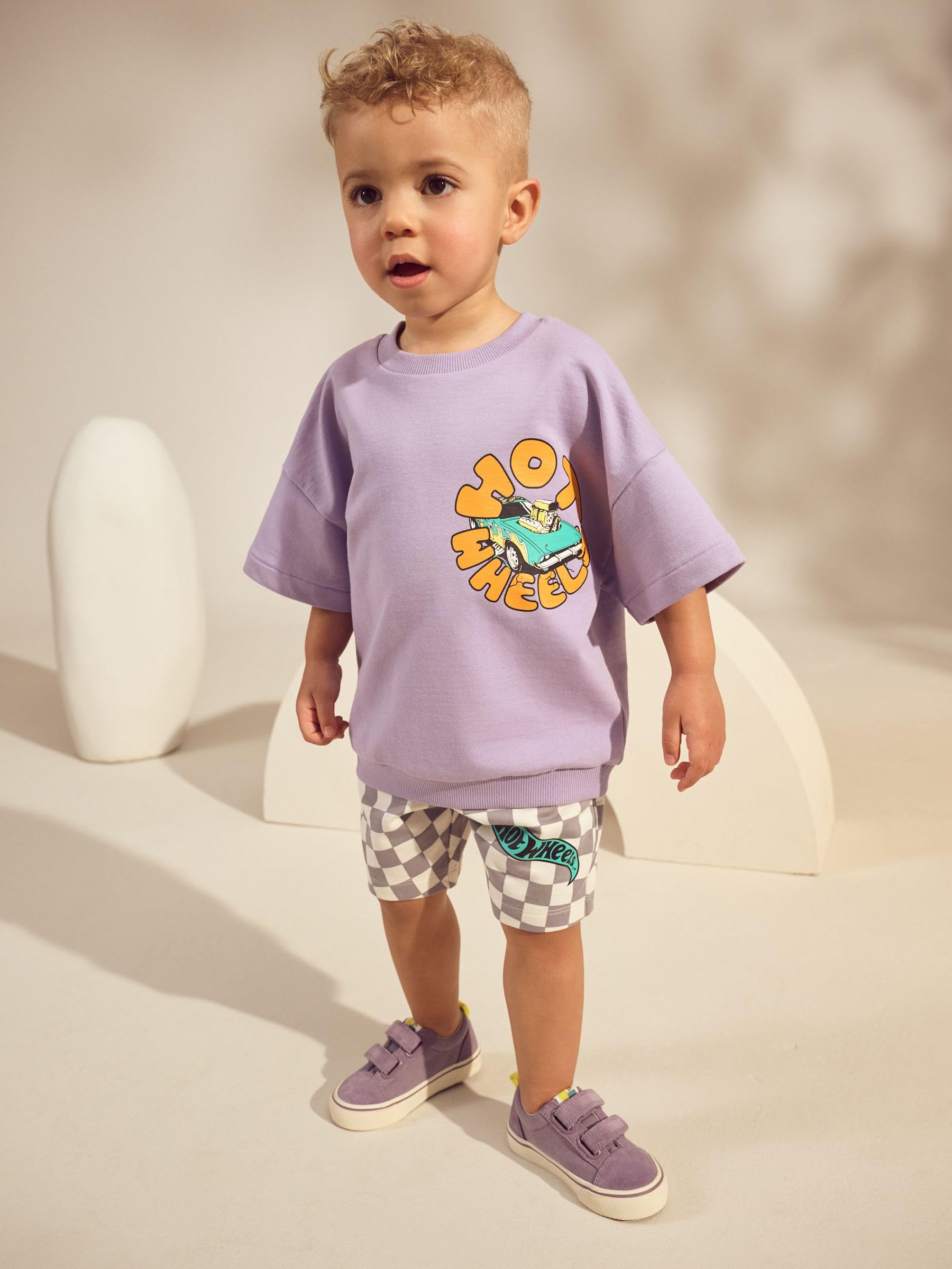 Next Hot Wheels completo t-shirt e shorts 104-110 a quadri