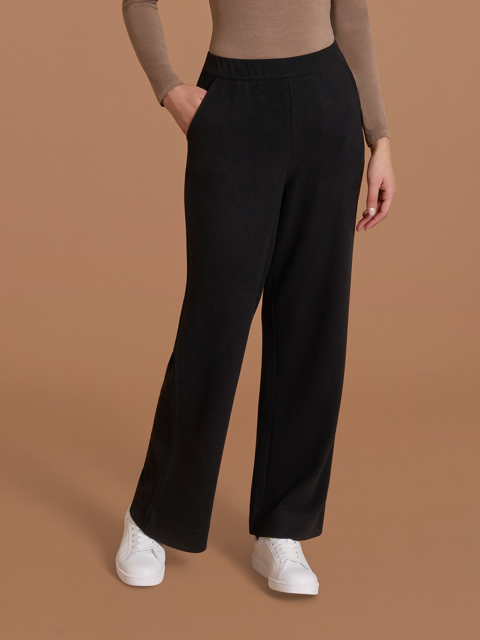 Ragno Flannel Compact Pantalone Ampio nero tasche flanella calda