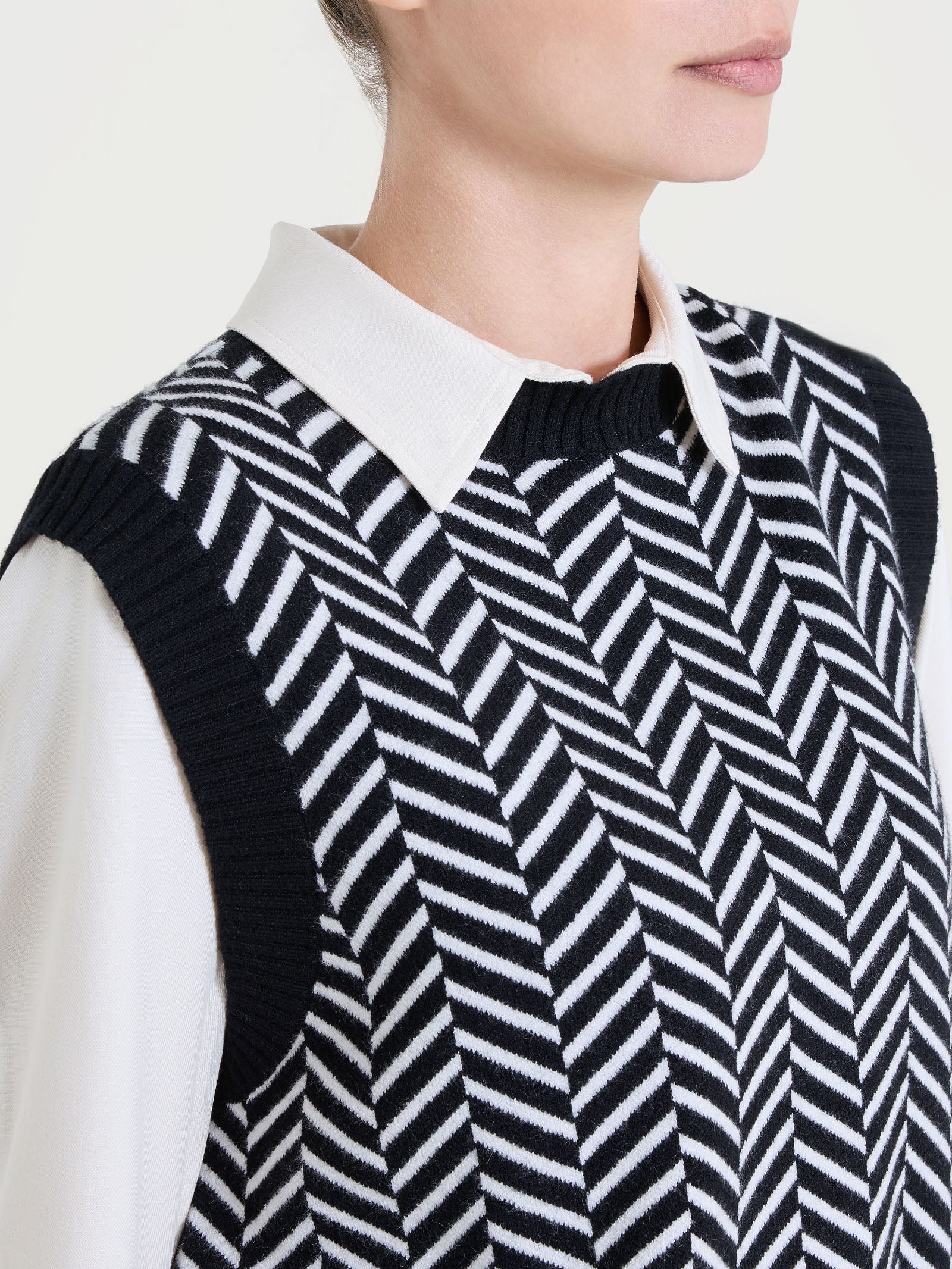 Ragno Super Soft gilet fantasia spigata nero misto viscosa