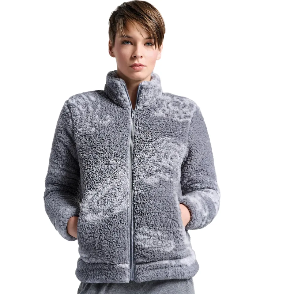Lady C Giacca Sherpa Full Zip homewear effetto paisley