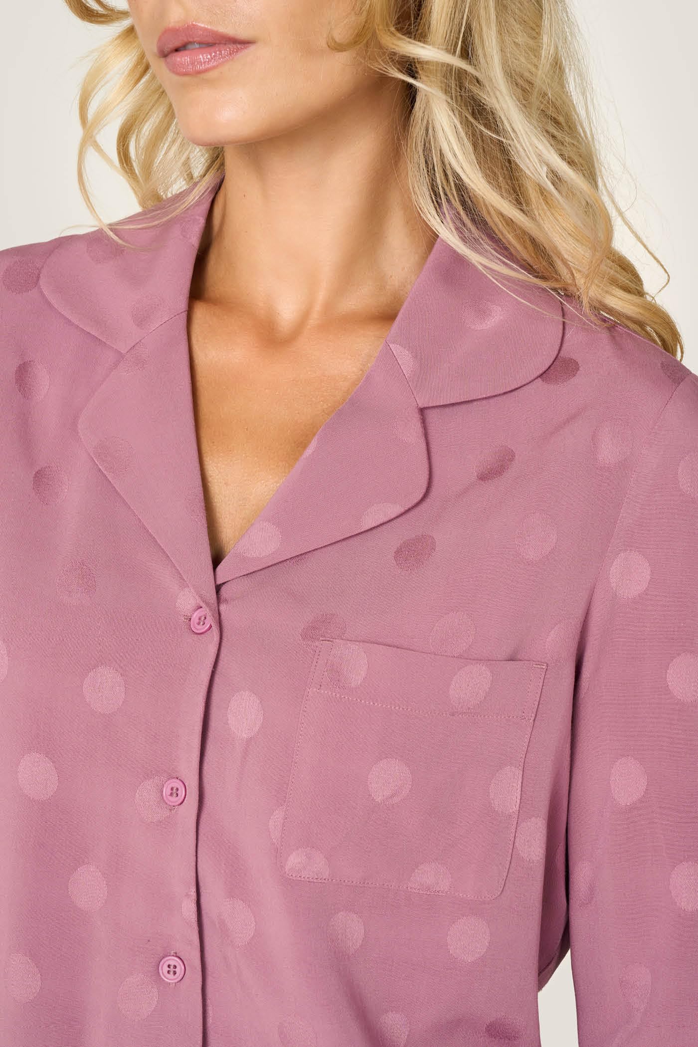 Goldenpoint Satin Pois Abbottonato pigiama lungo donna pois