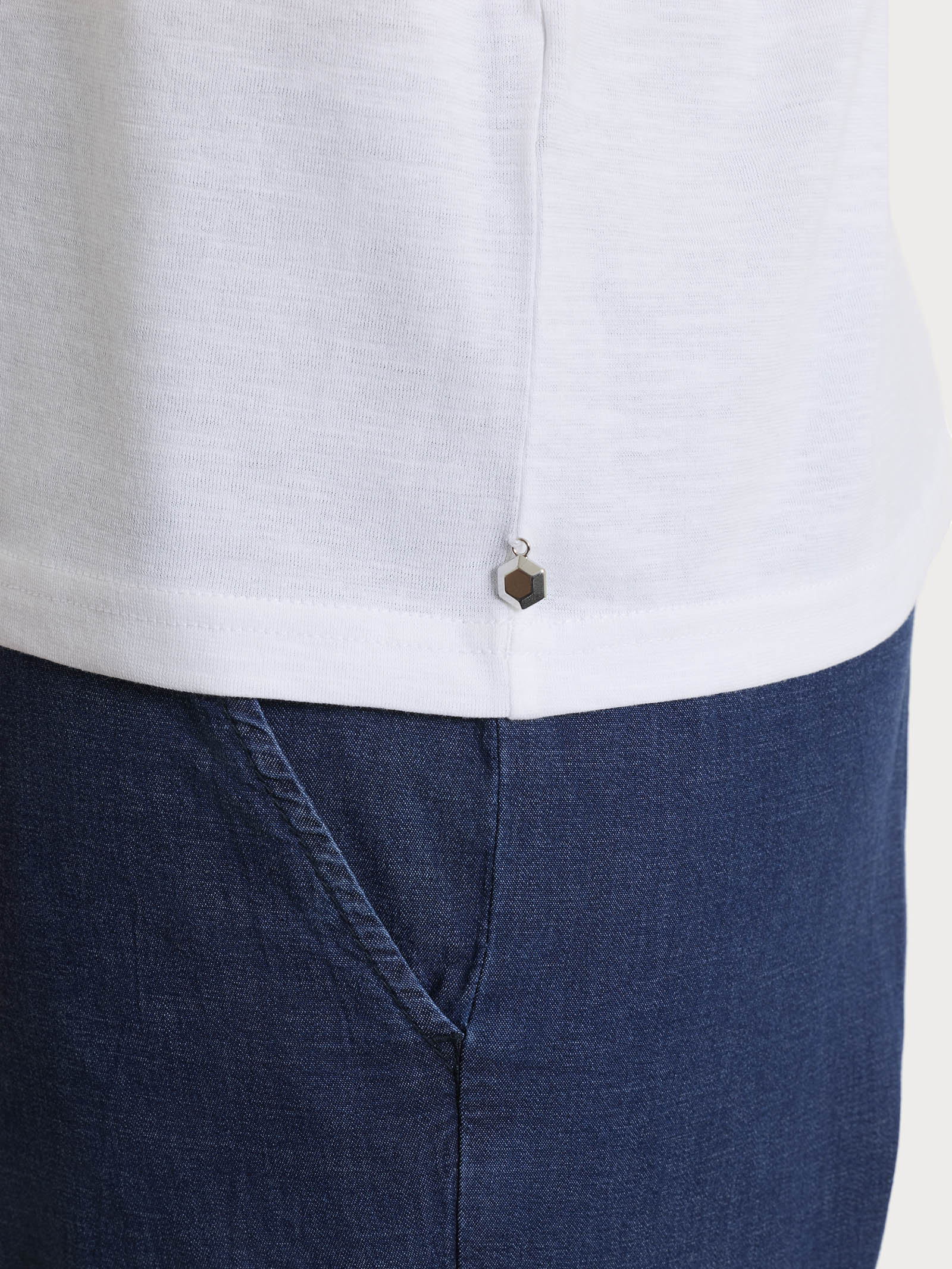 Ragno Slub Jersey Maglietta Manica Over Bianco Cotone