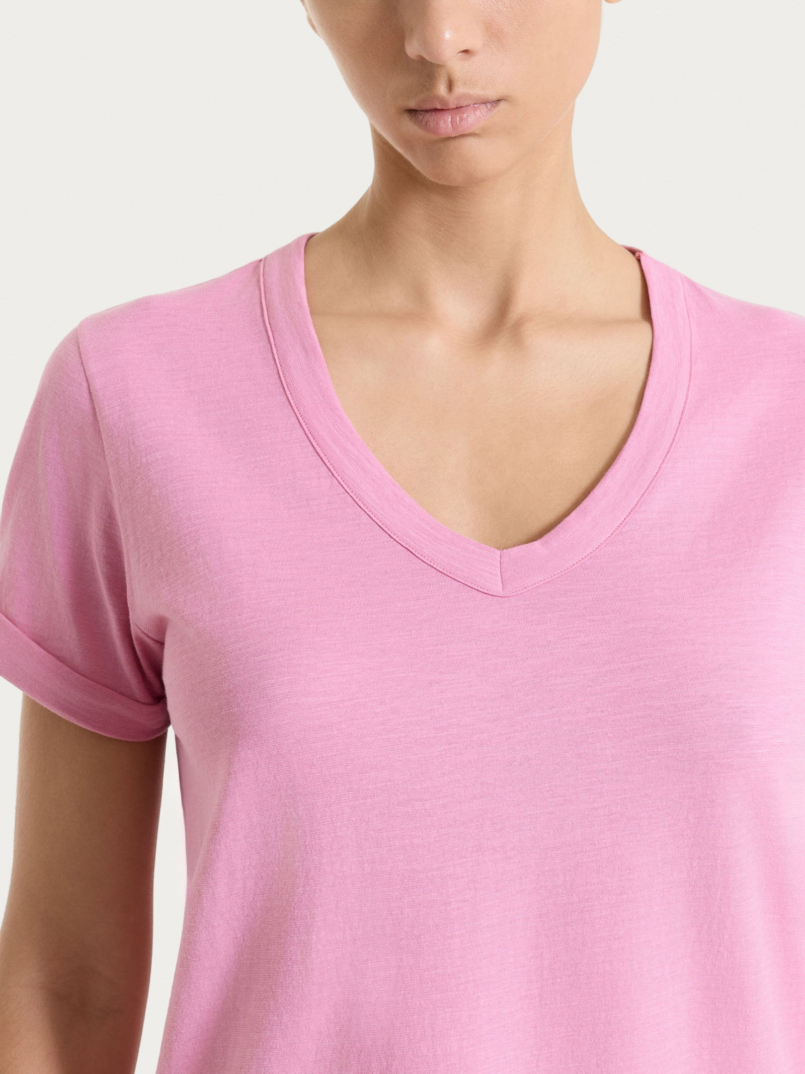 Ragno Jersey maglietta scollo a V Cashmere Rose cotone