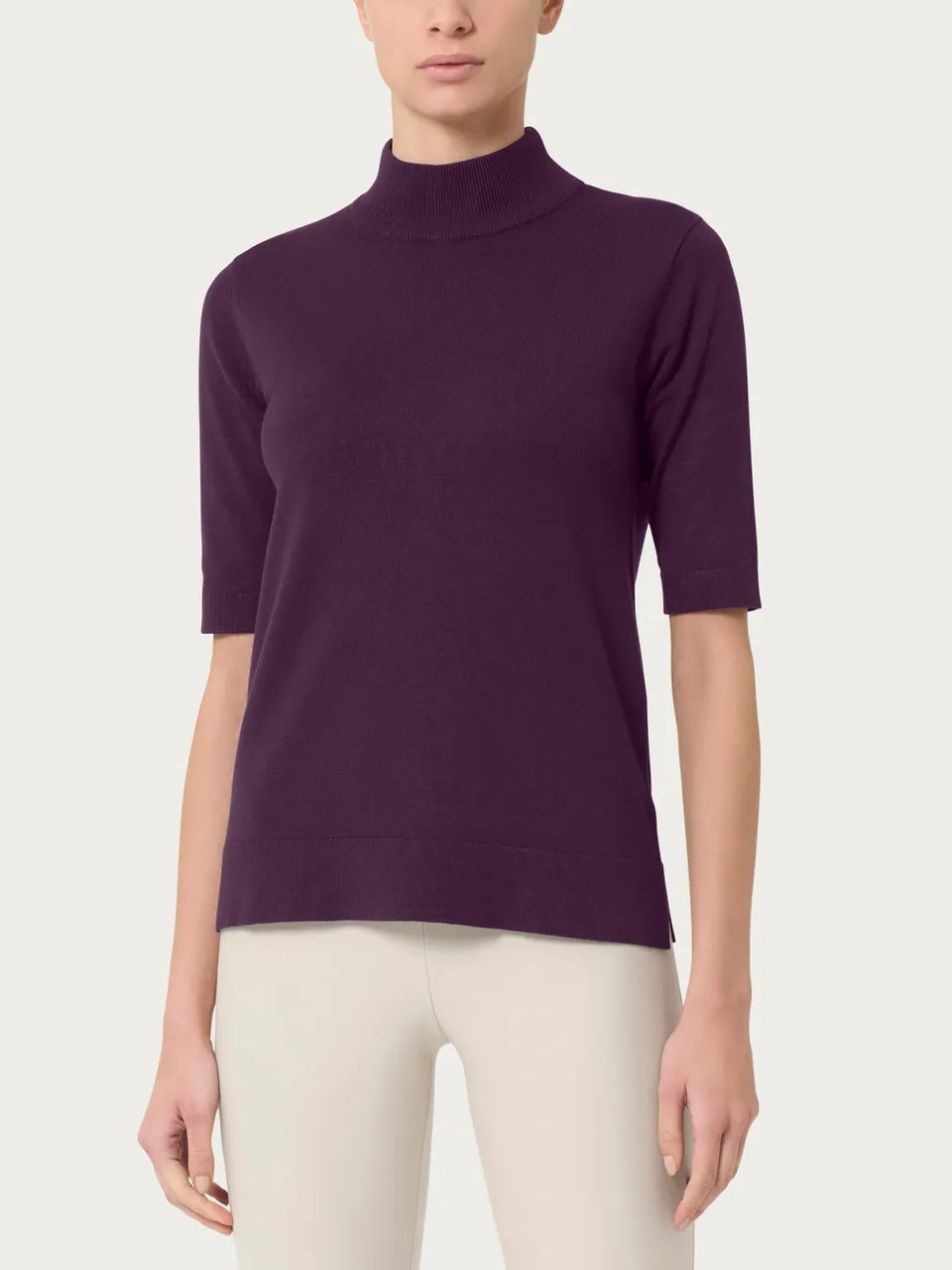 Ragno Four Seasons maglia mock neck Plum Perfect