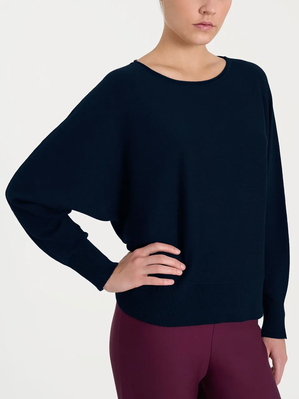 Ragno Four Seasons maglia manica pipistrello blu misto viscosa