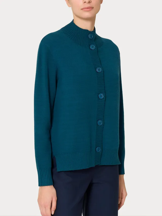 Ragno Super Soft Cardigan Collo Alto Blu