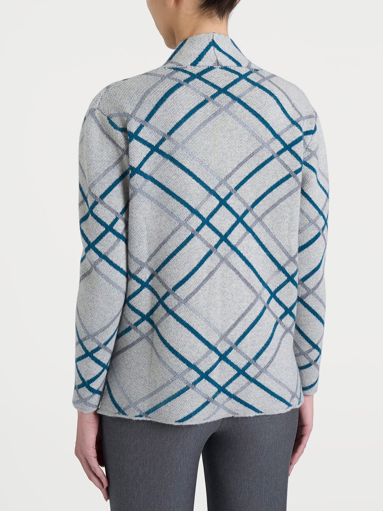 Ragno Natural Soft cardigan aperto check donna Fant.Ghiaia Mel. viscosa