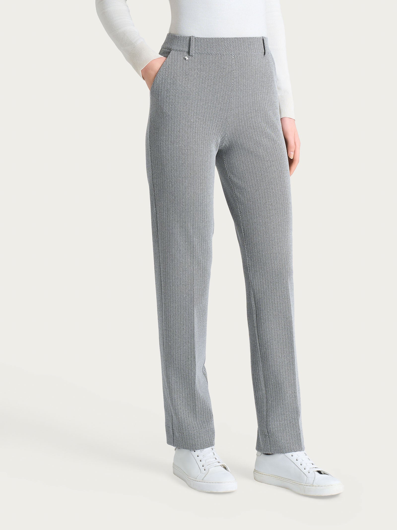 Ragno Eco Jacquard pantalone dritto Fant. Nero spina di pesce