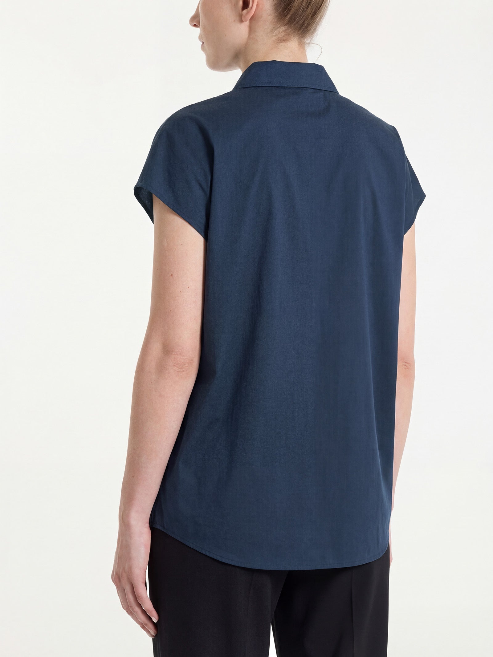 Ragno Poplin camicia donna blu manica kimono