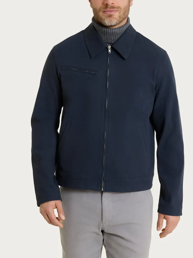 Ragno Canvas Stretch giacca zip blu uomo