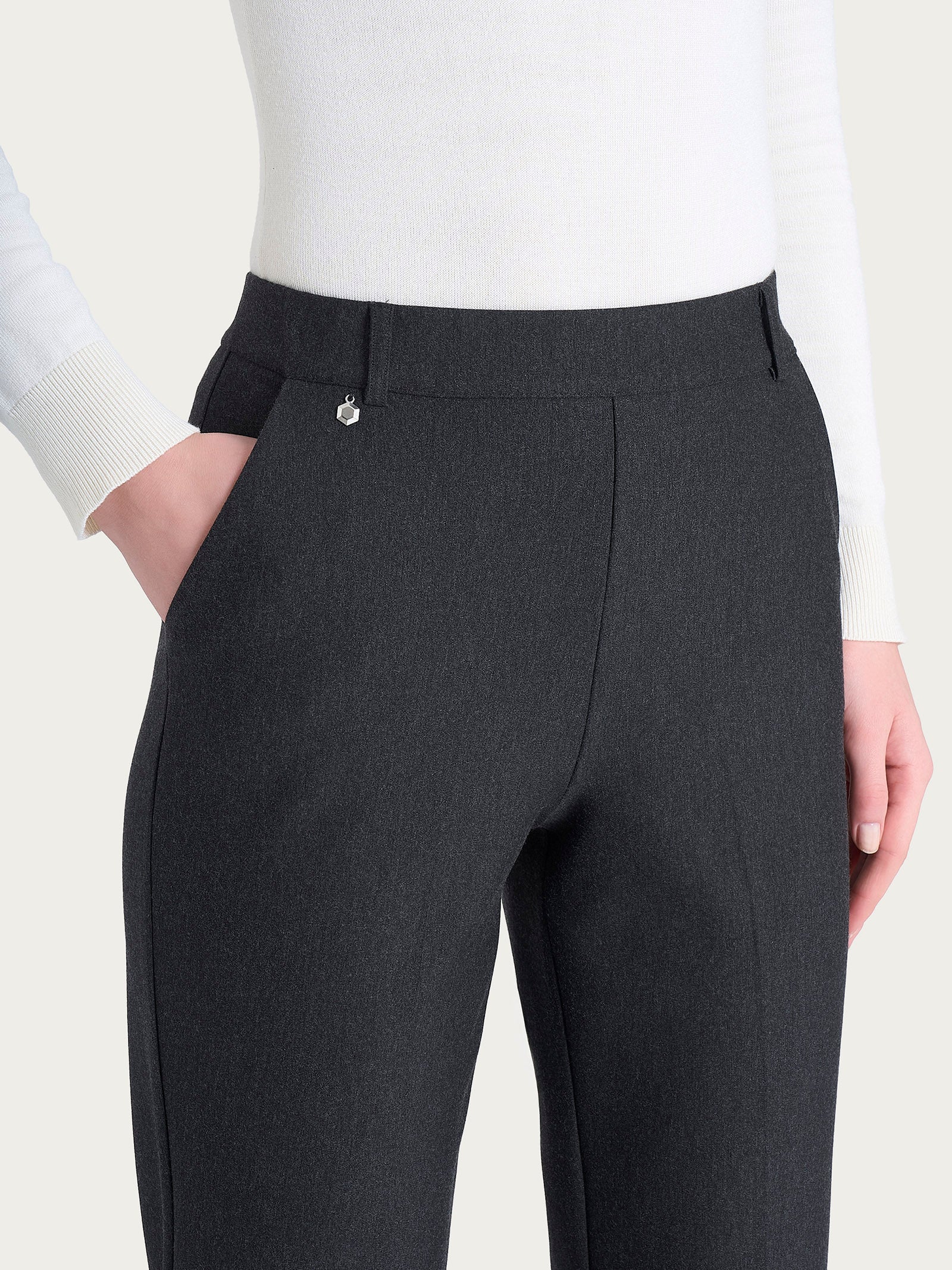 Ragno Compact Pantalone Ampio con Tasche Nero Melange