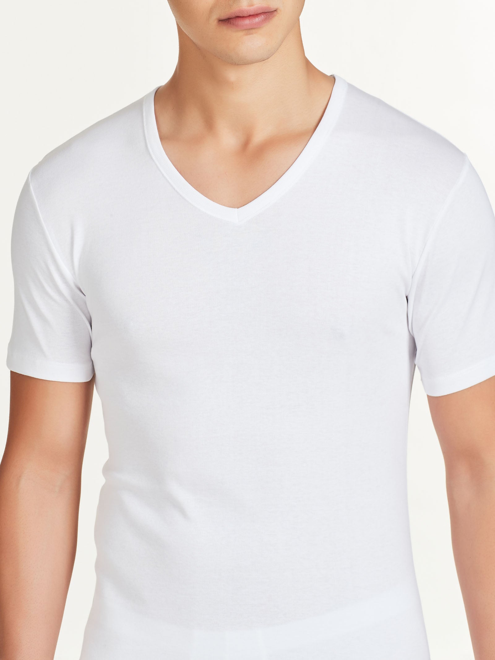 Ragno Rib maglietta scollo V uomo bianca White puro cotone
