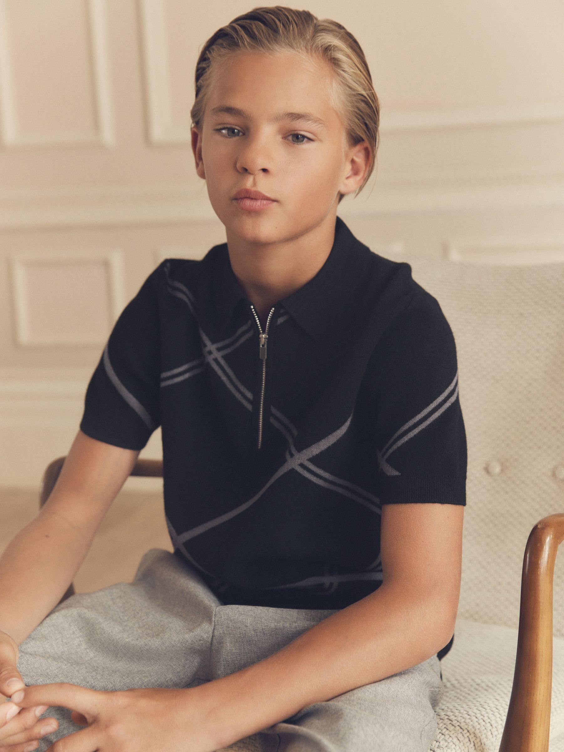 Next polo bambino zip maglia cotone taglia 134