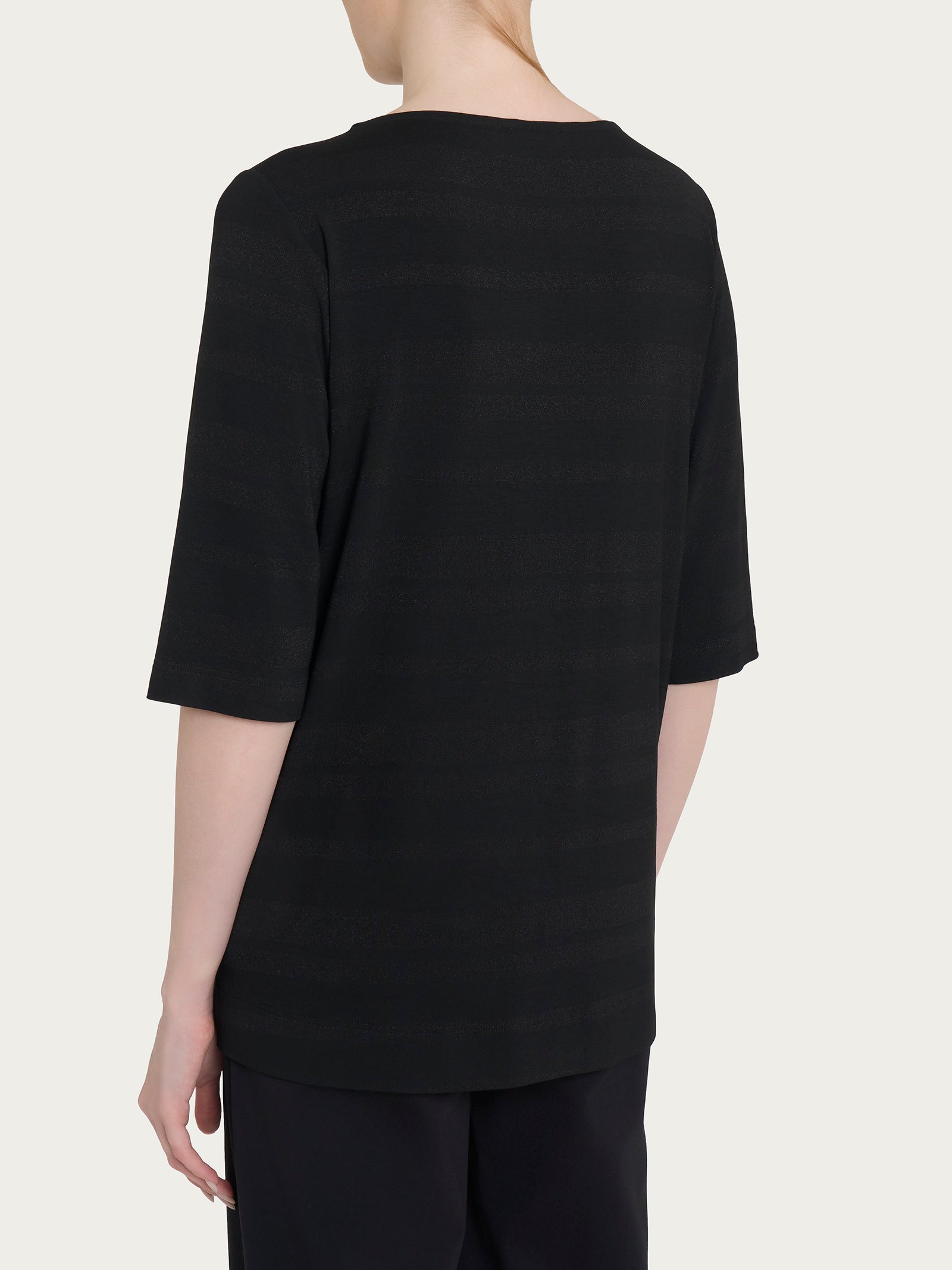 Ragno Viscosa Summer Stripes Maglietta Nero lurex manica 3/4