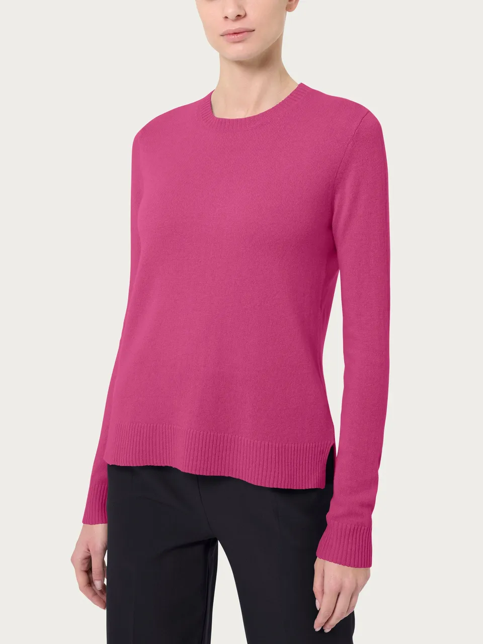 Ragno Maglia Girocollo Cashmerino Lana Red Violet
