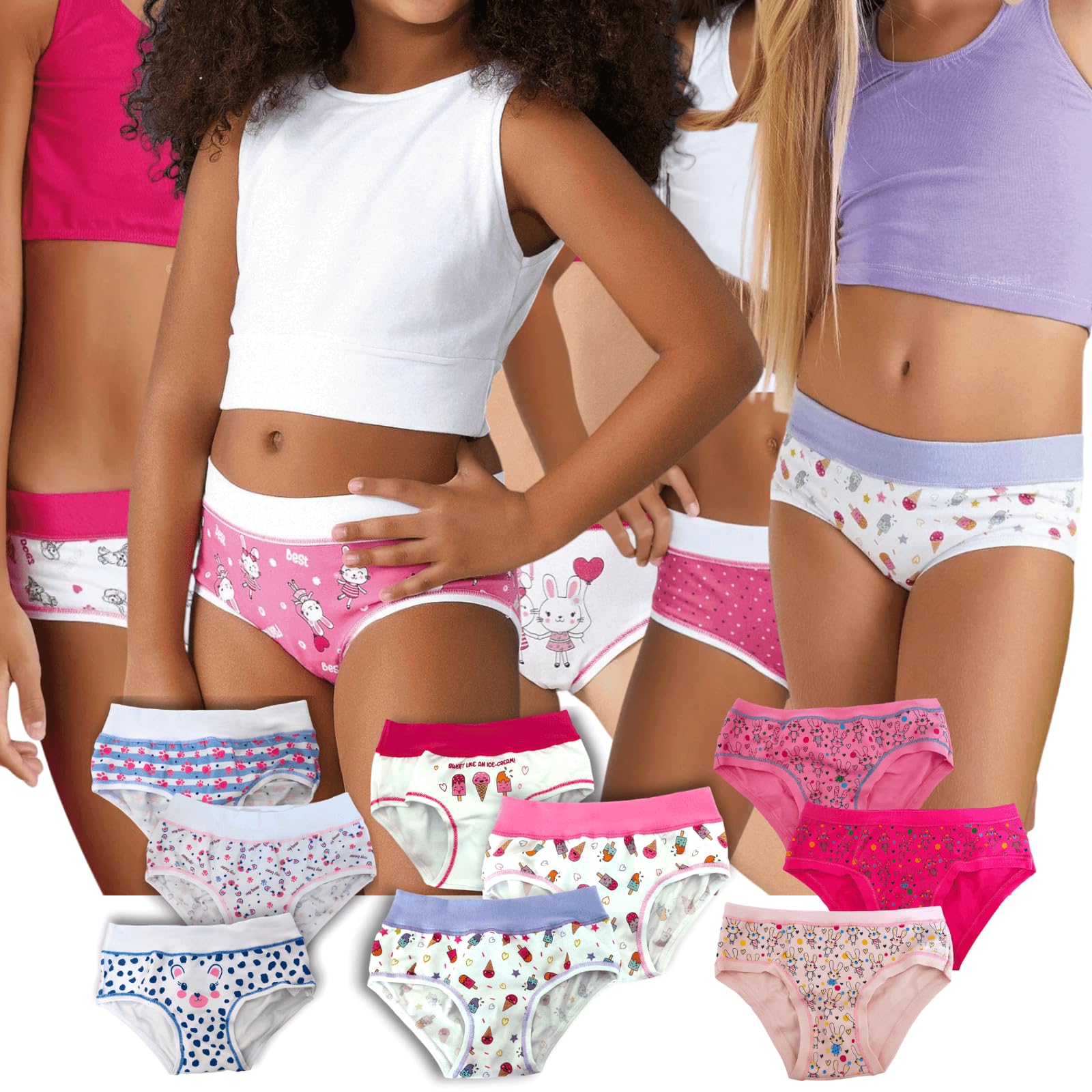 Lady C slip bambina cotone 6 anni 5 pezzi fantasie assortite