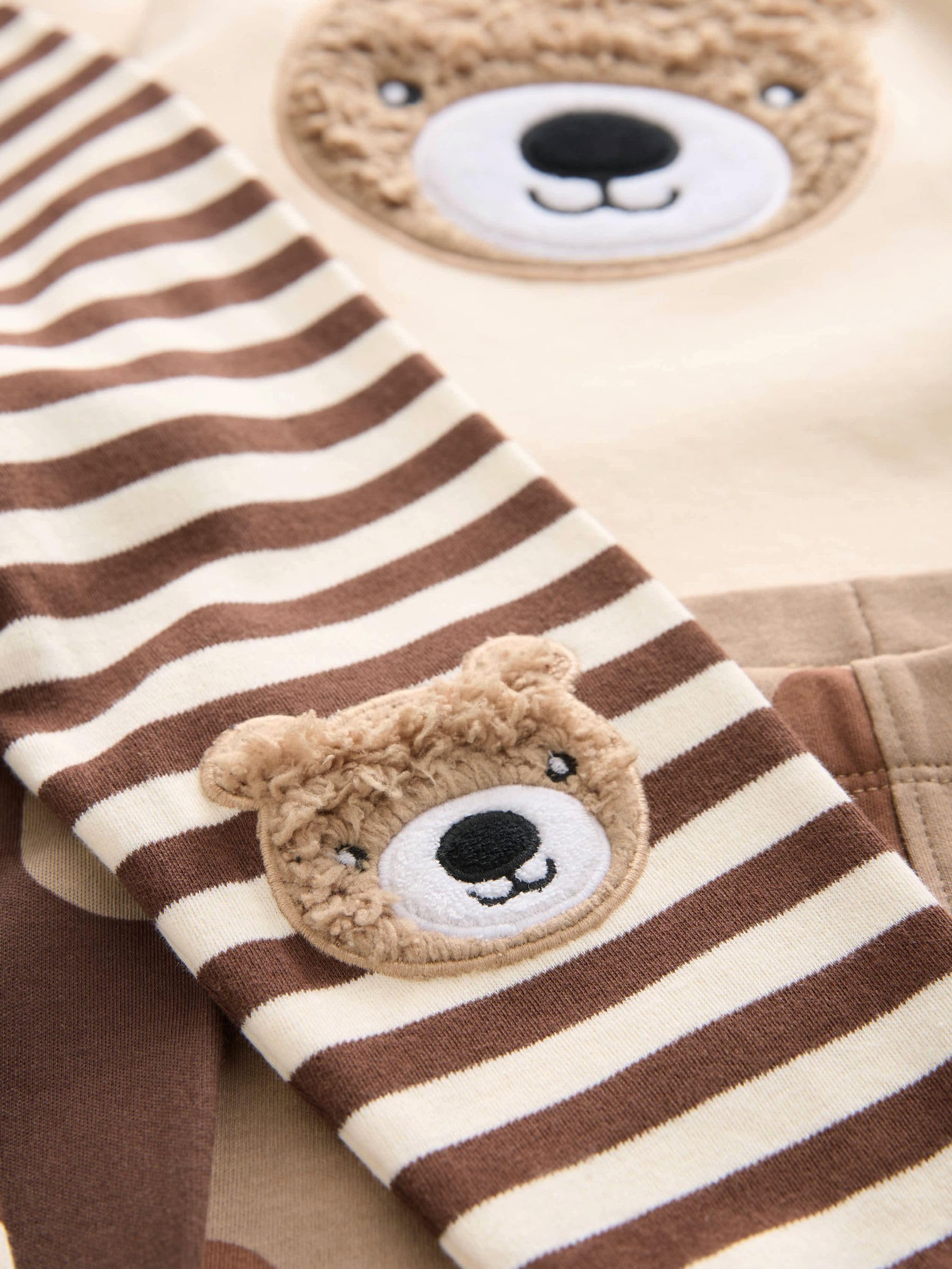 Next pigiami bambino 3 pezzi marrone cotone