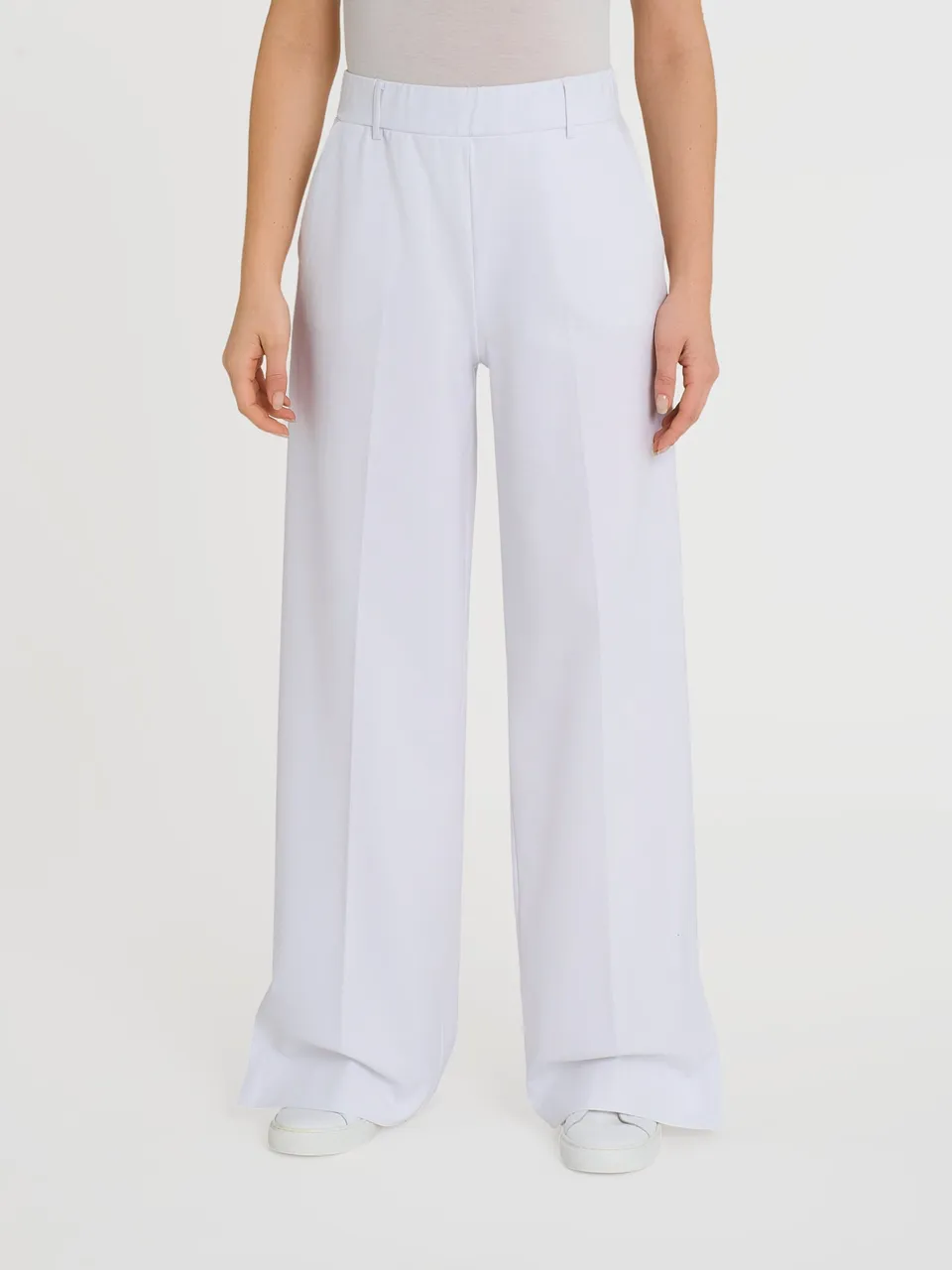 Ragno Compact Light Pantalone Palazzo Bianco Wide Leg