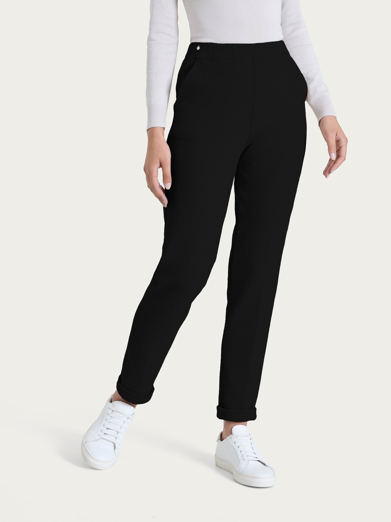 Ragno Relaxed Wardrobe The Chino pantalone nero felpato