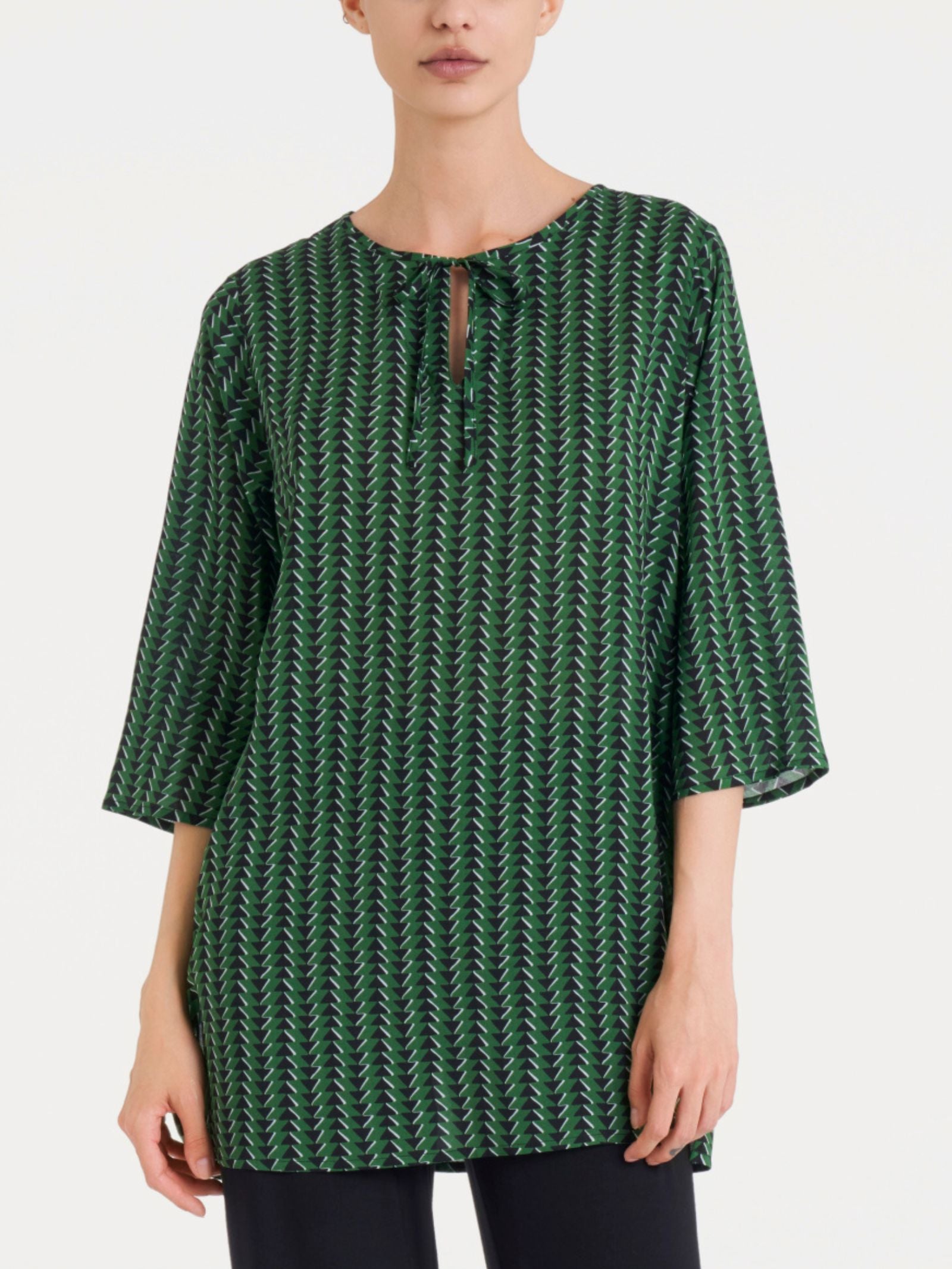Ragno EcoSeta blusa lunga Artichoke Green manica 3/4