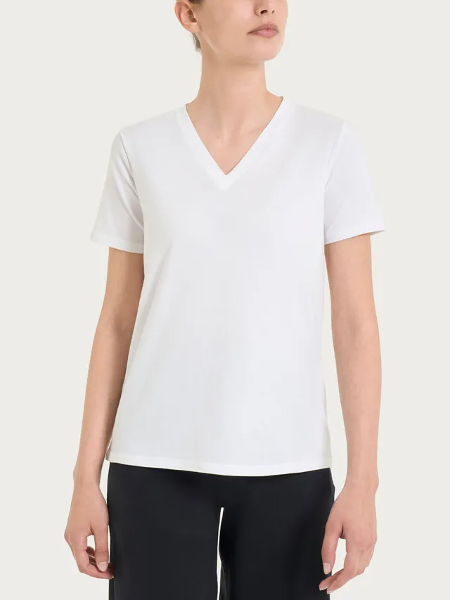 Ragno Ultralight V-Neck t-shirt donna bianca cotone