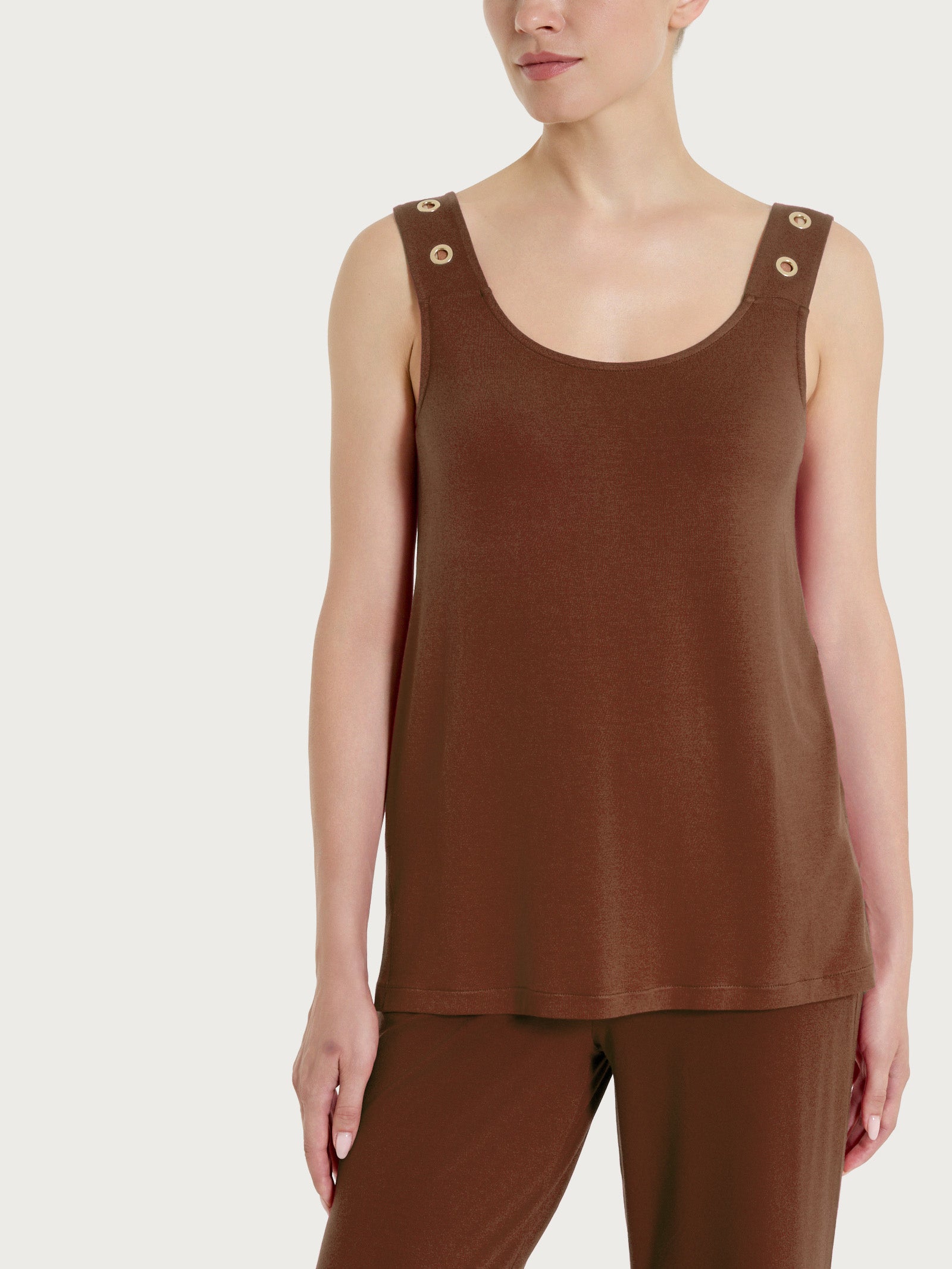 Ragno Viscosa Summer Top spalla larga donna Chocolate Fondant