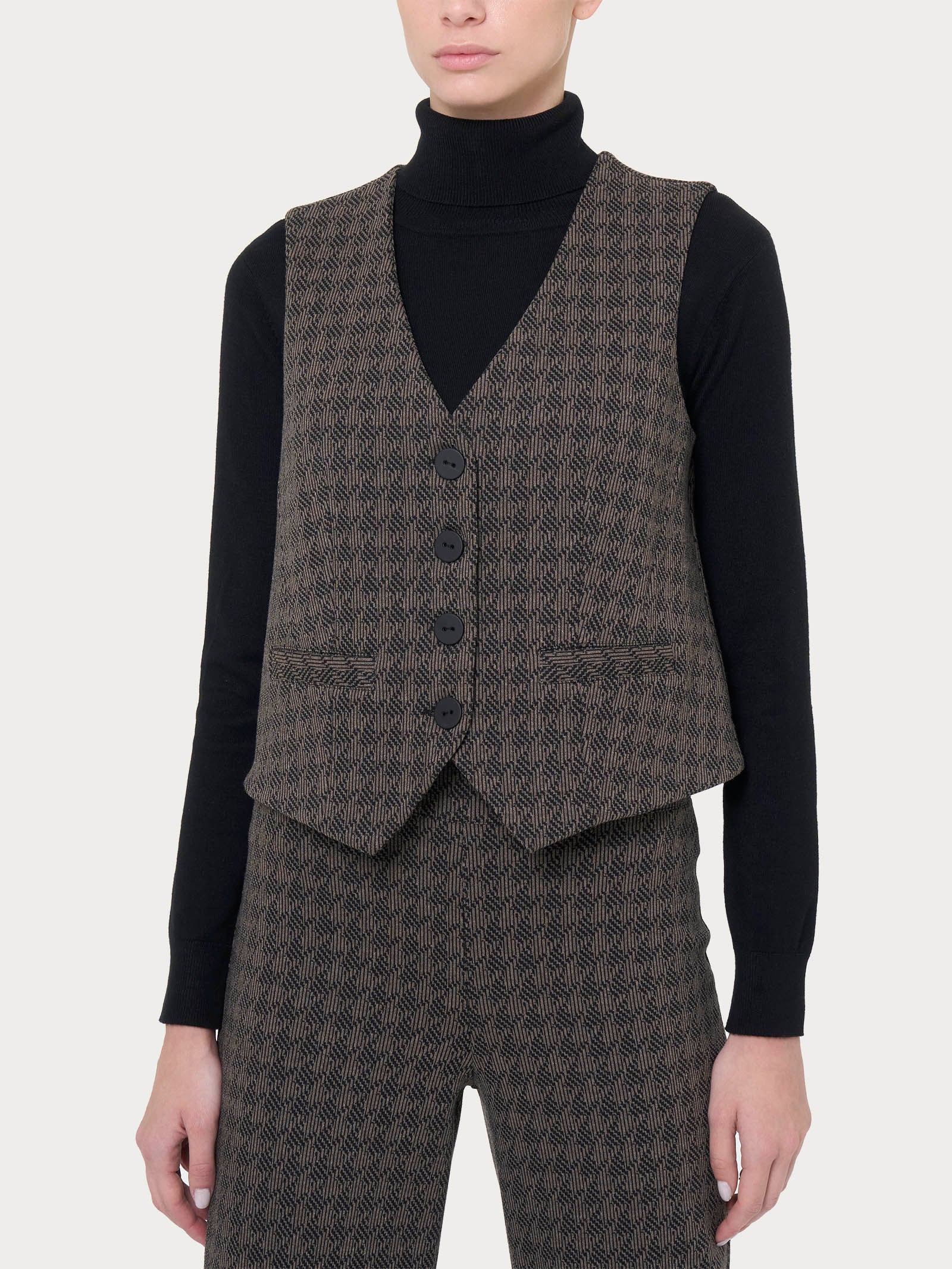 Ragno Comfort Gilet 4 Bottoni Eco Jacquard Fant. Pine Bark
