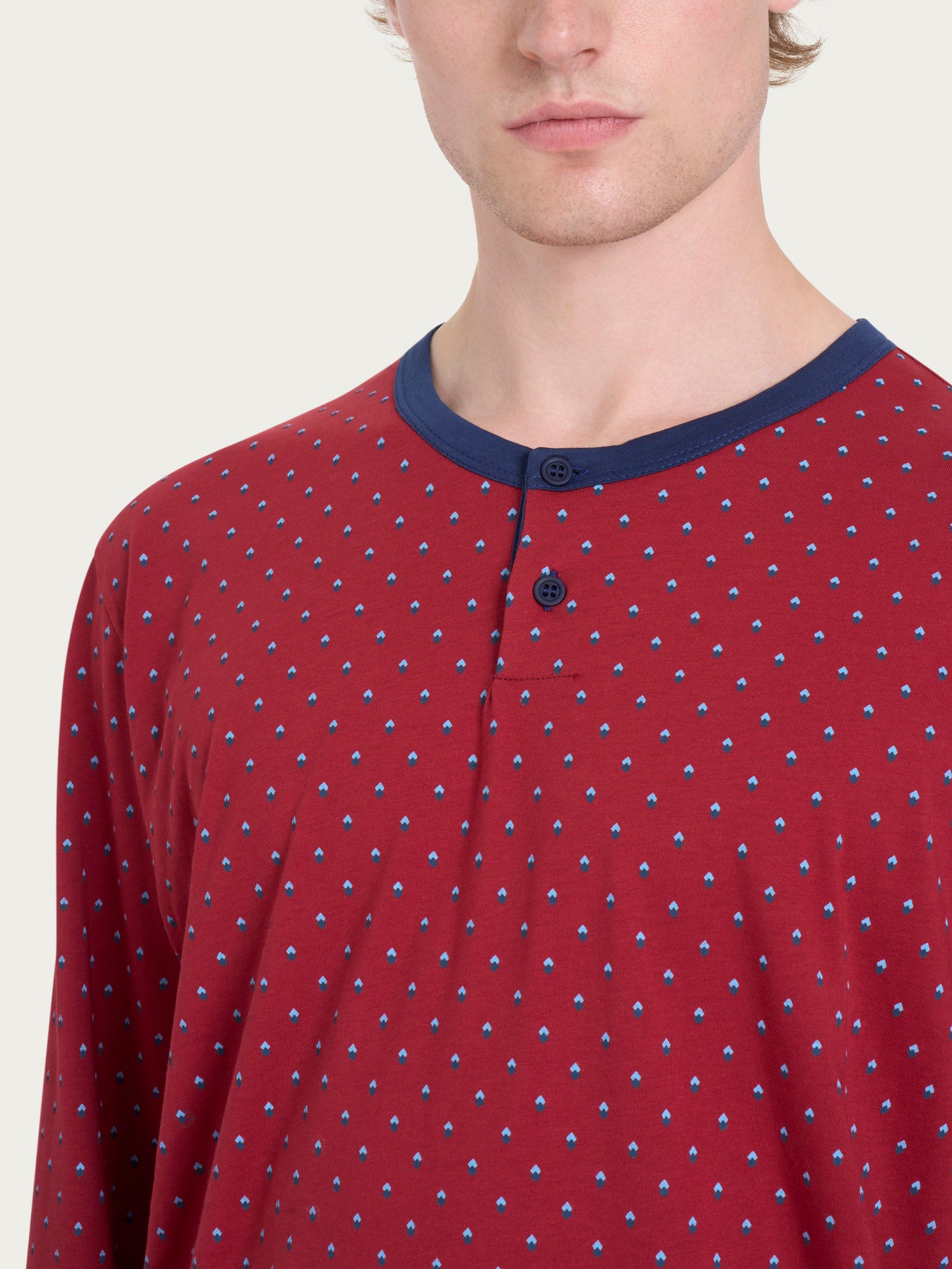 Ragno Jersey Cotone pigiama serafino uomo Biking Red