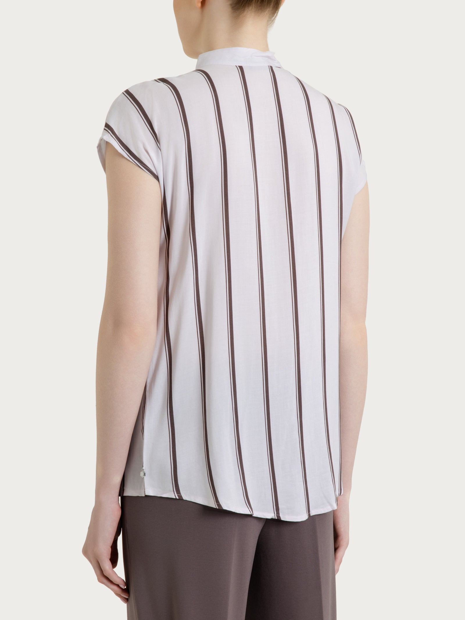 Ragno EcoSeta camicia righe spaziate fant. plum truffle