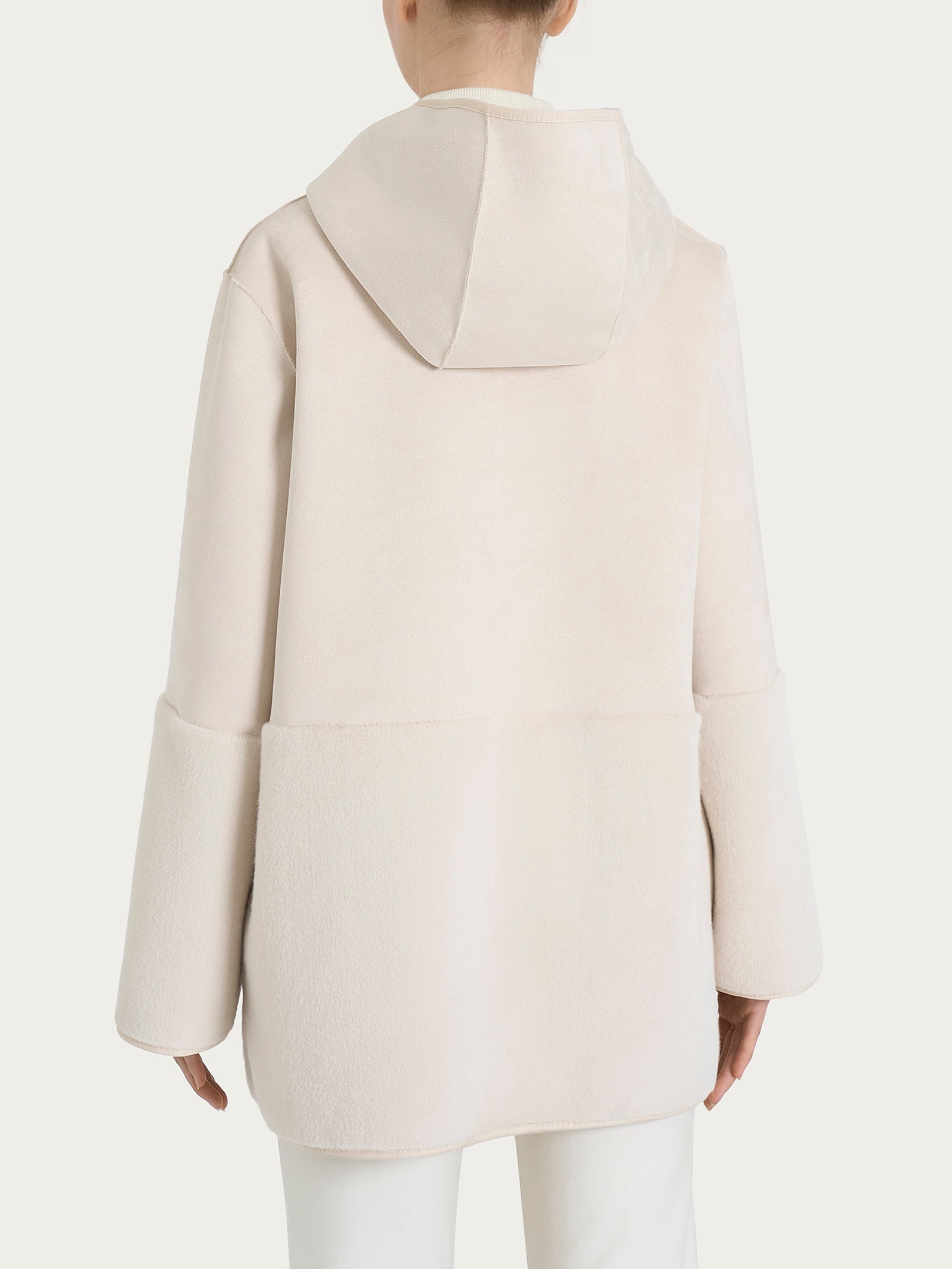 Ragno SL giacca cappuccio double-face Champignon shearling