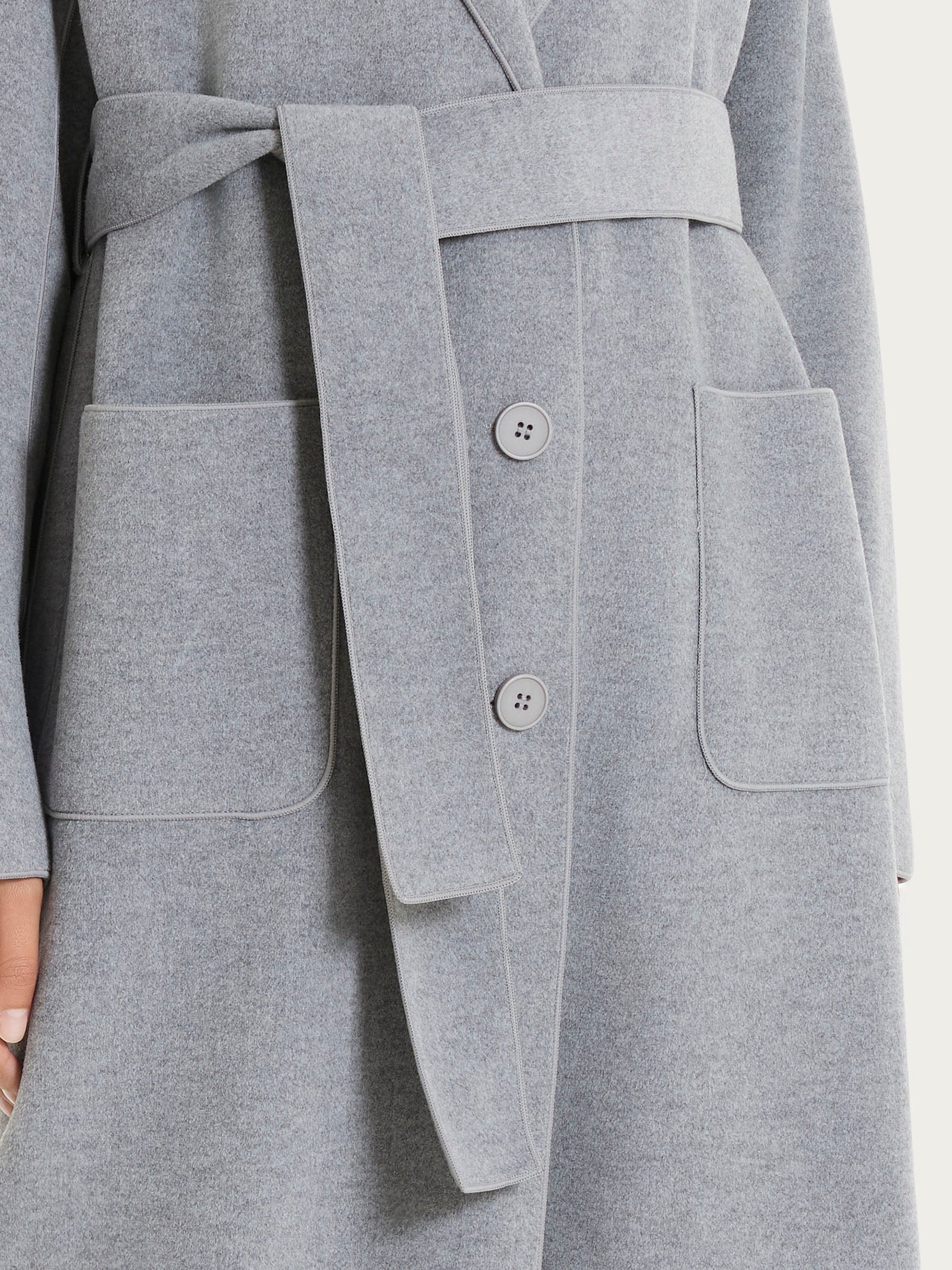 Ragno Vegan Wool Cappotto Lungo Bottoni Grigio Caldo