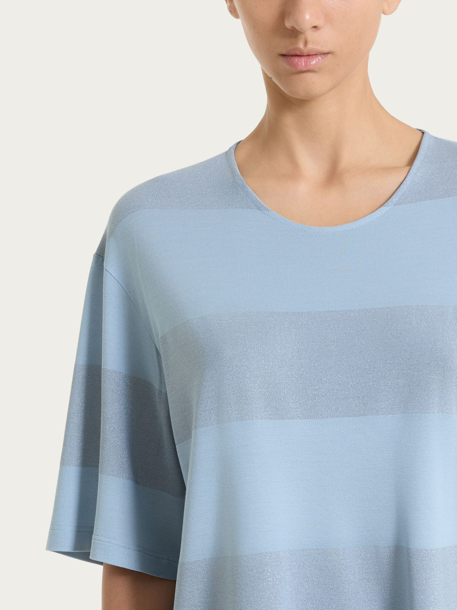 Ragno Summer Light t-shirt donna righe dusty blue lurex