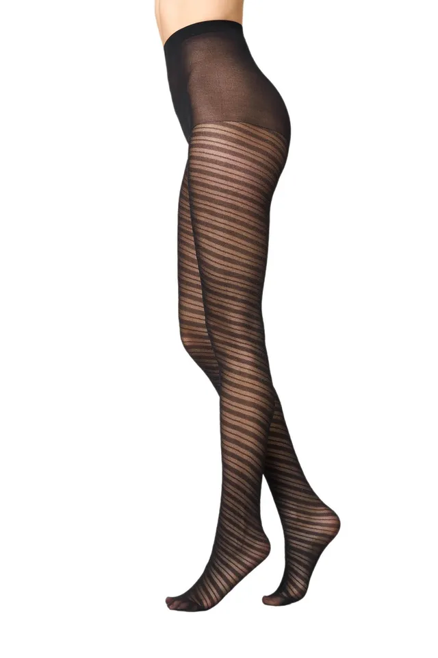 Goldenpoint Righe Oblique Lamé collant donna 30 denari fantasia