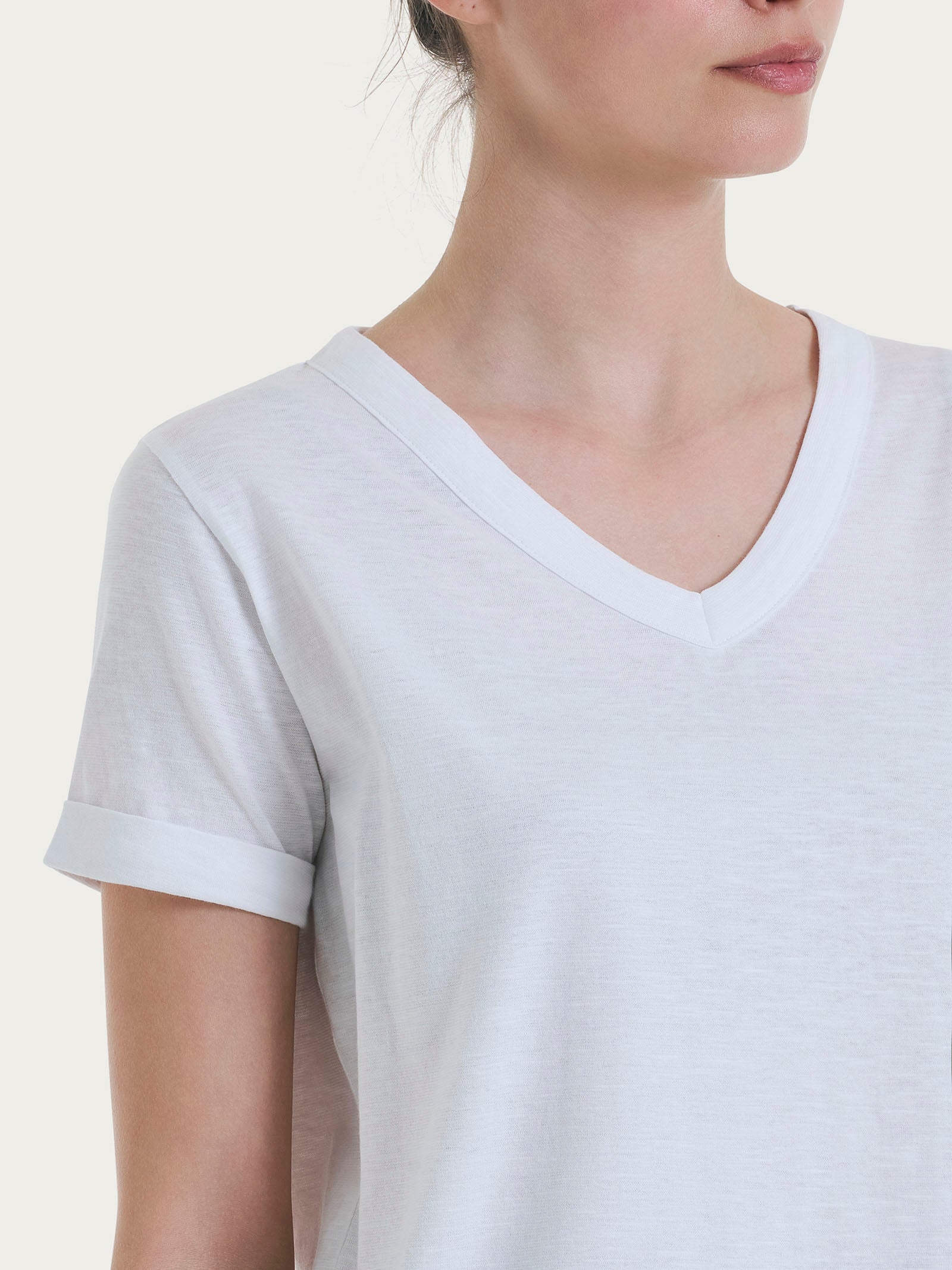 Ragno Gem Maglietta Scollo V Cotone Slub Bianco