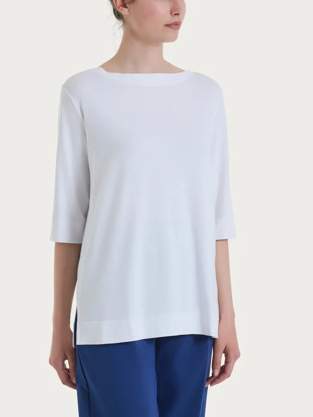 Ragno maglietta scollo barchetta viscosa manica 3/4 Bianco