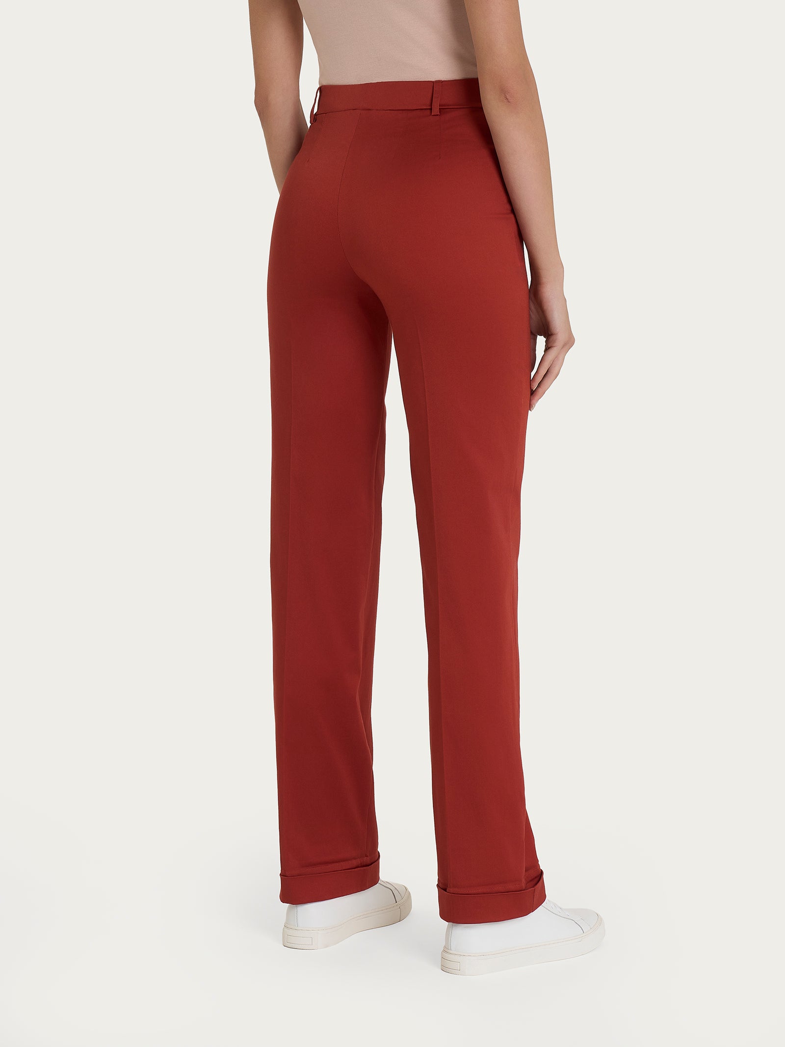 Ragno Satin Power Straight Leg pantalone cotone Red Ochre
