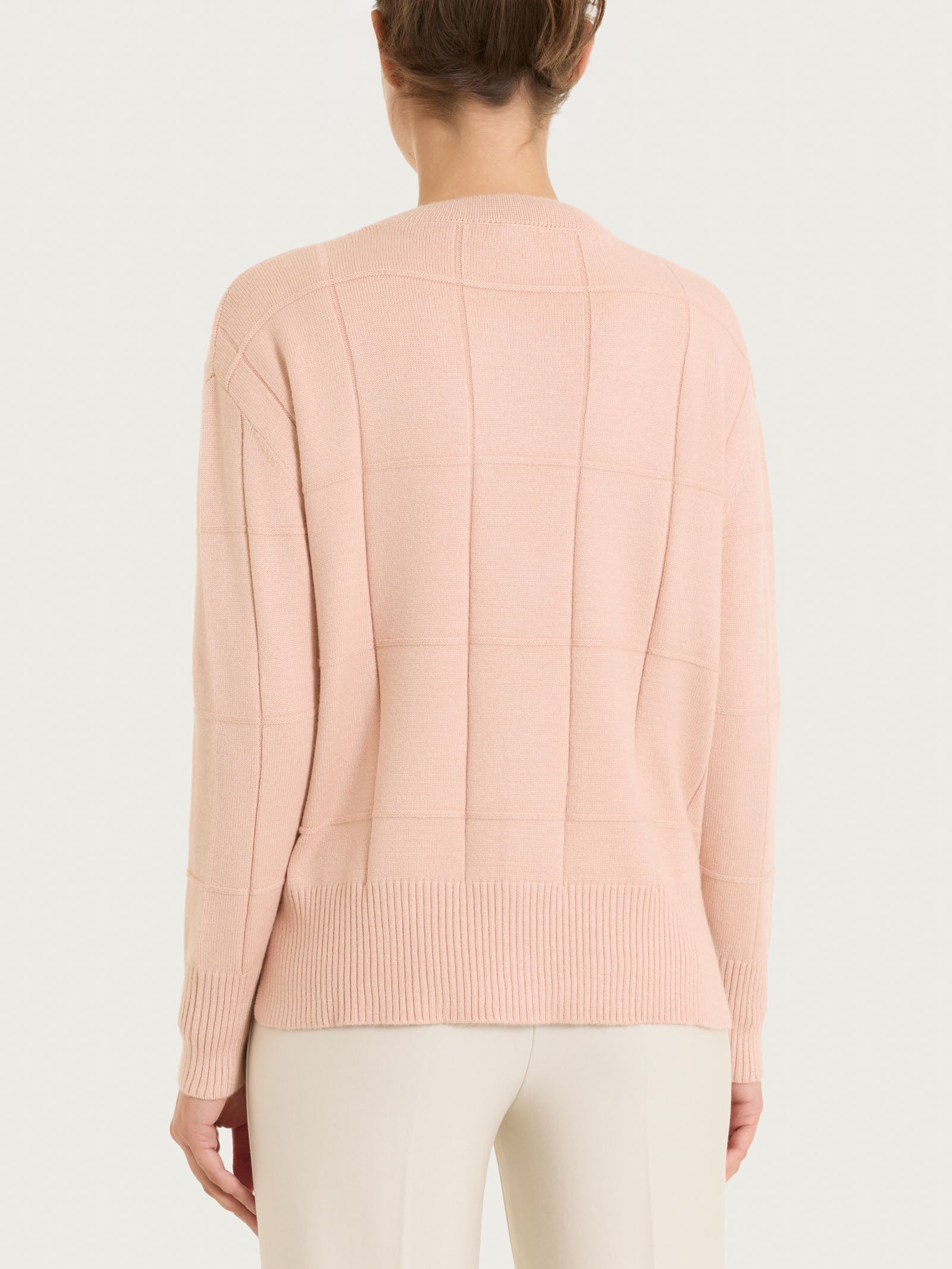 Ragno Super Soft cardigan scollo V check cameo rose boxy