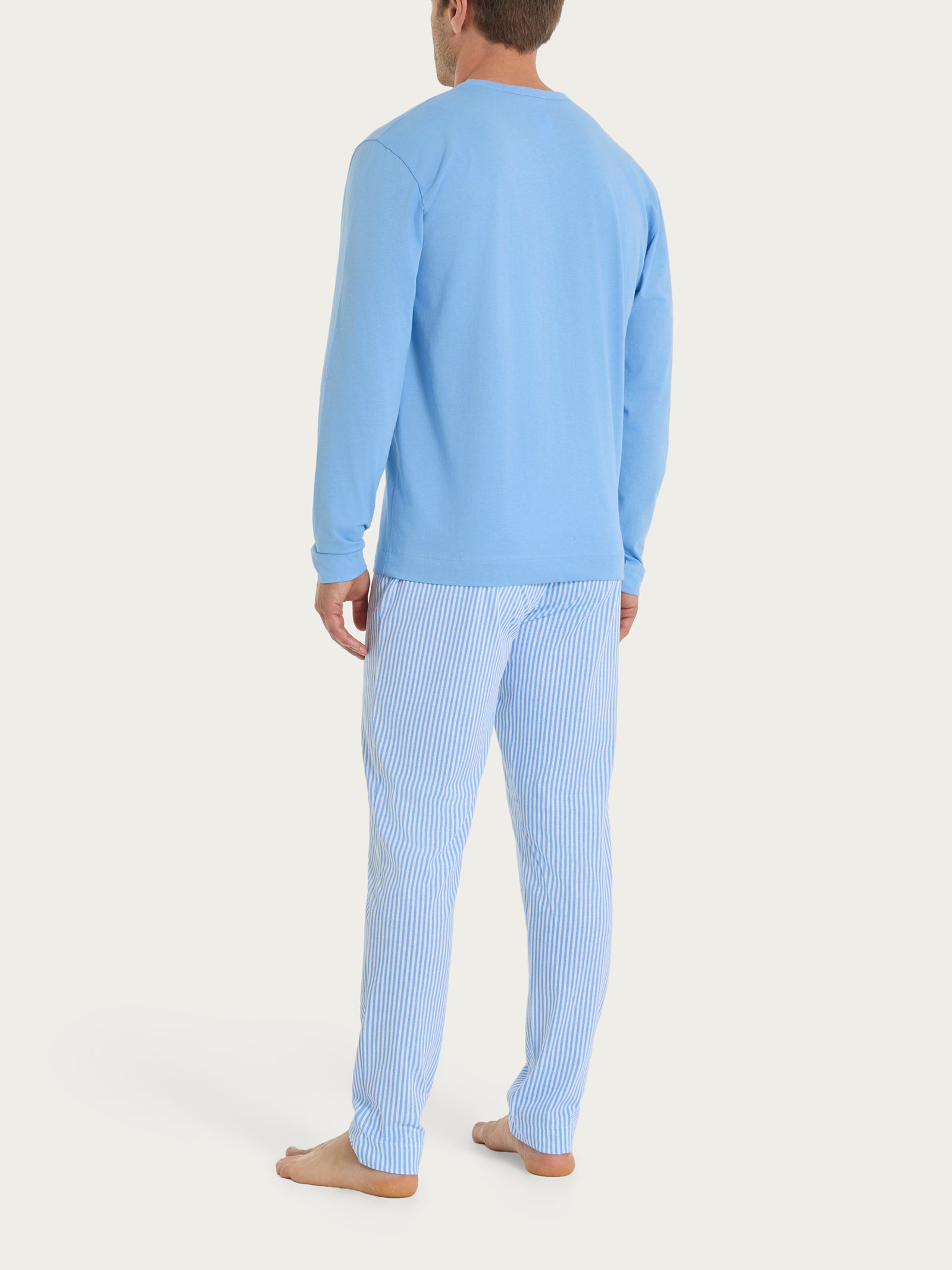 Ragno Jersey Cotone Pigiama Lungo Girocollo Rigato Bianco cotone