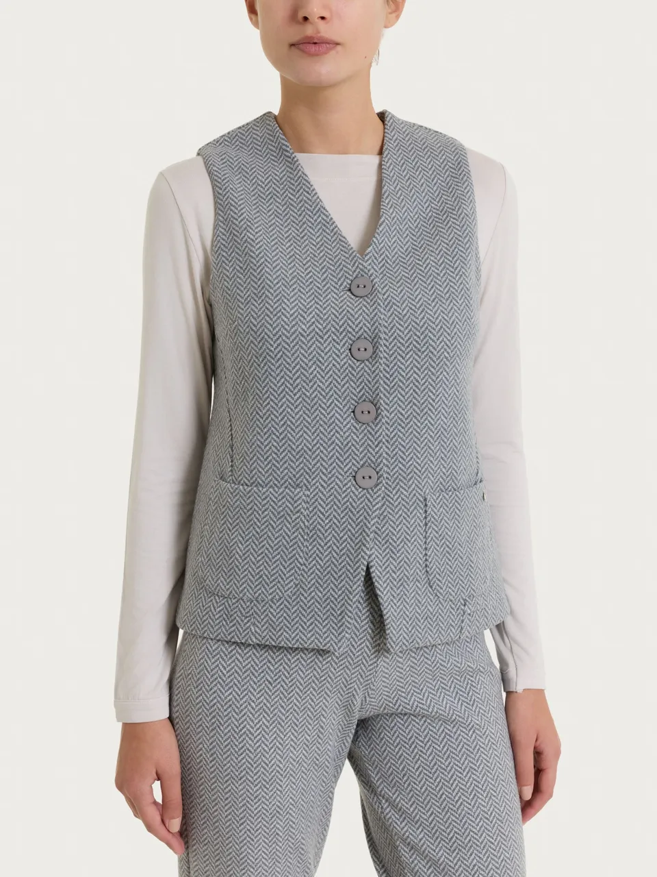Ragno Eco Jacquard gilet grigio 4 bottoni