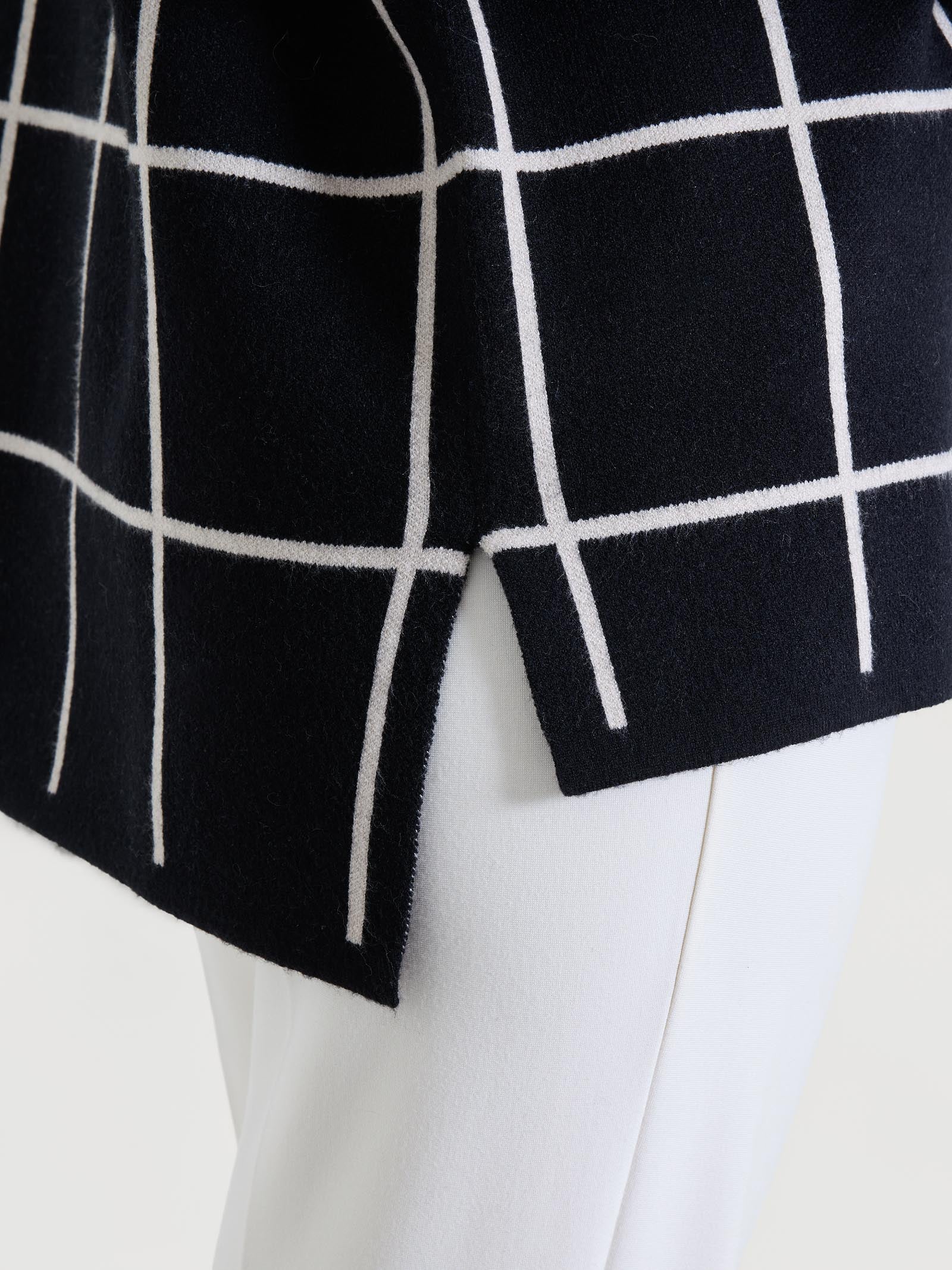 Ragno Super Soft Cardigan Aperto Check Nero Boxy
