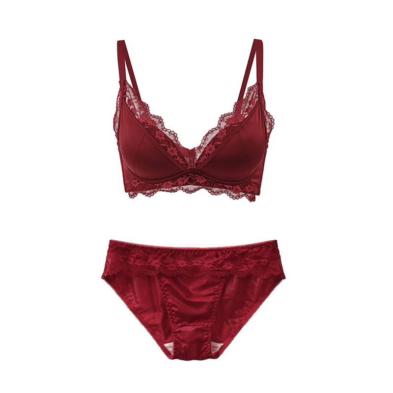 Maria Grazia Severi set intimo bordeaux raso e pizzo floreale