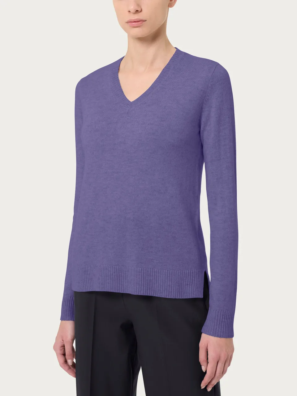Ragno Merino Soft maglia scollo a V Mulled Grape cashmerino