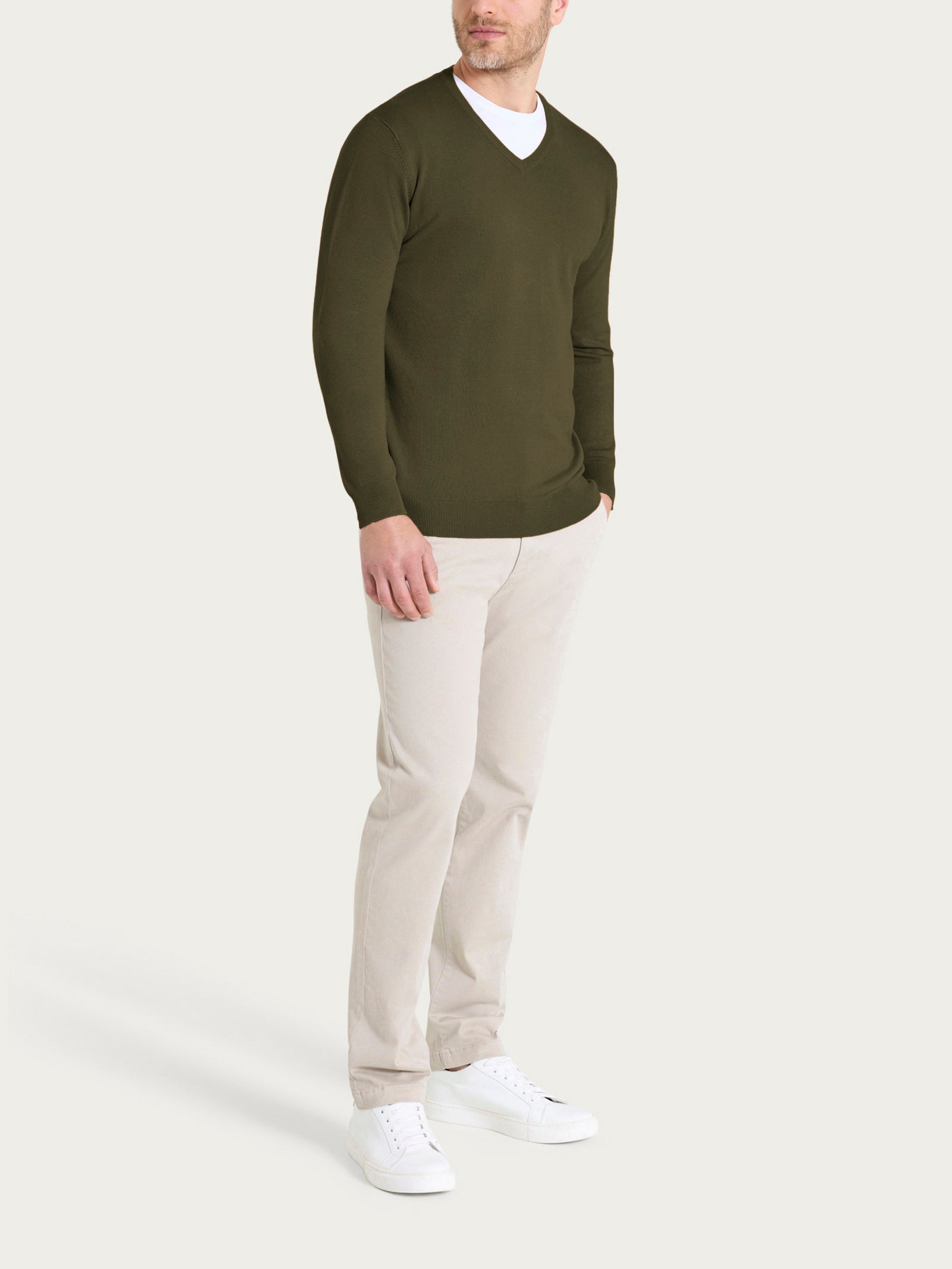 Ragno Four Seasons Pull Scollo V Uomo verde antipilling