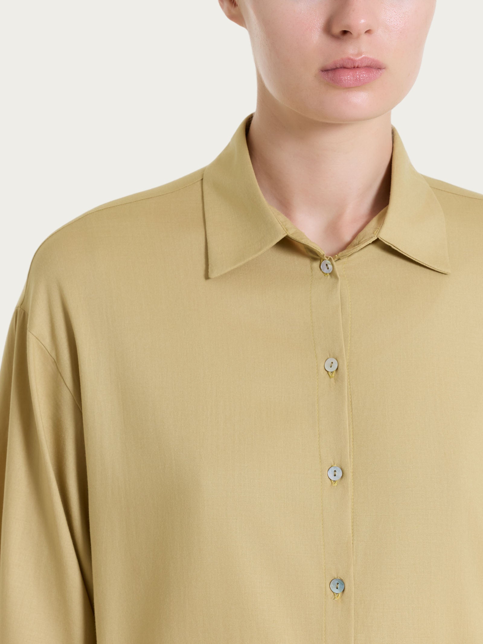 Ragno Voile Stretch camicia manica 3/4 kaki leggera