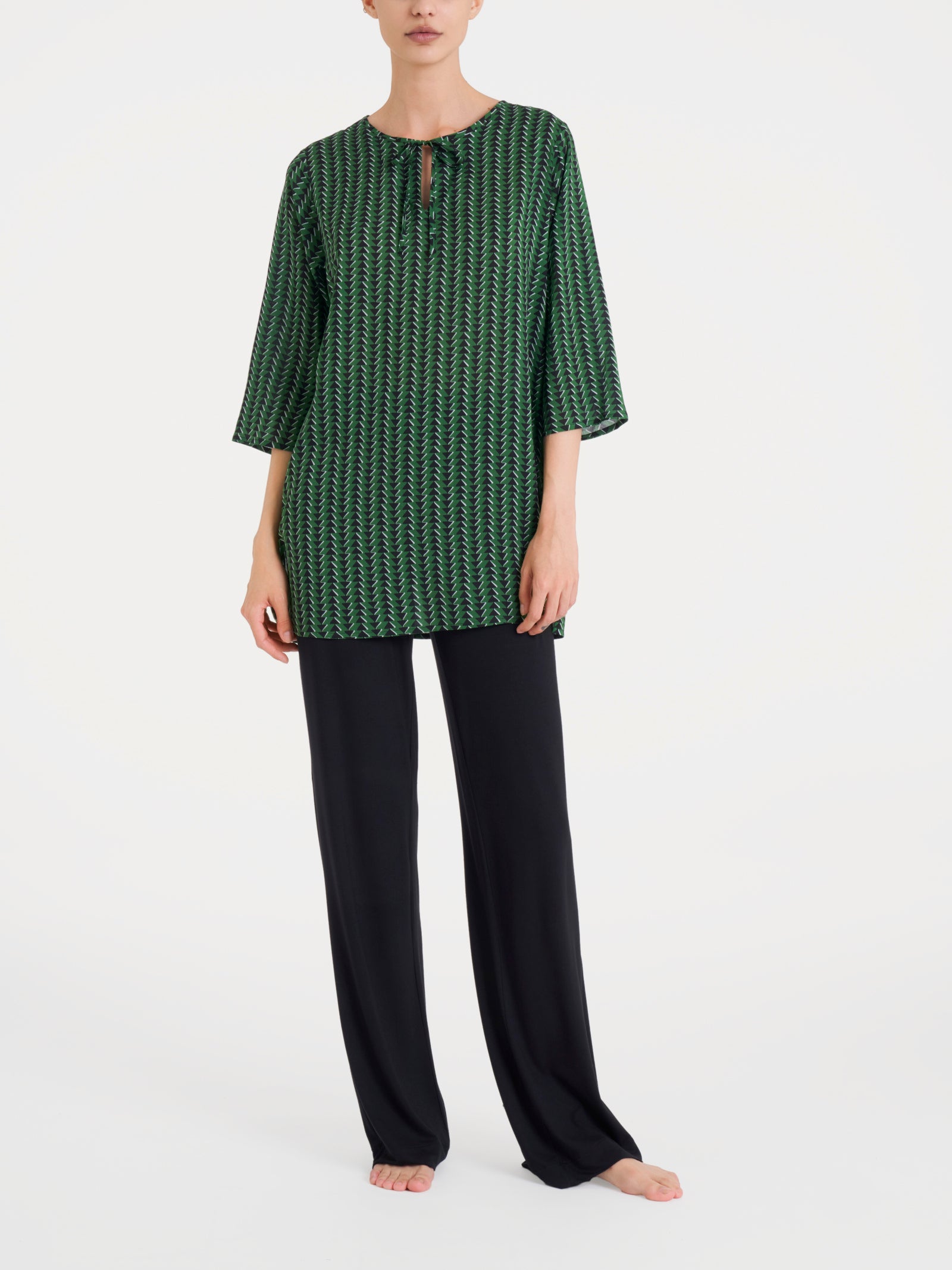 Ragno EcoSeta blusa lunga Artichoke Green manica 3/4