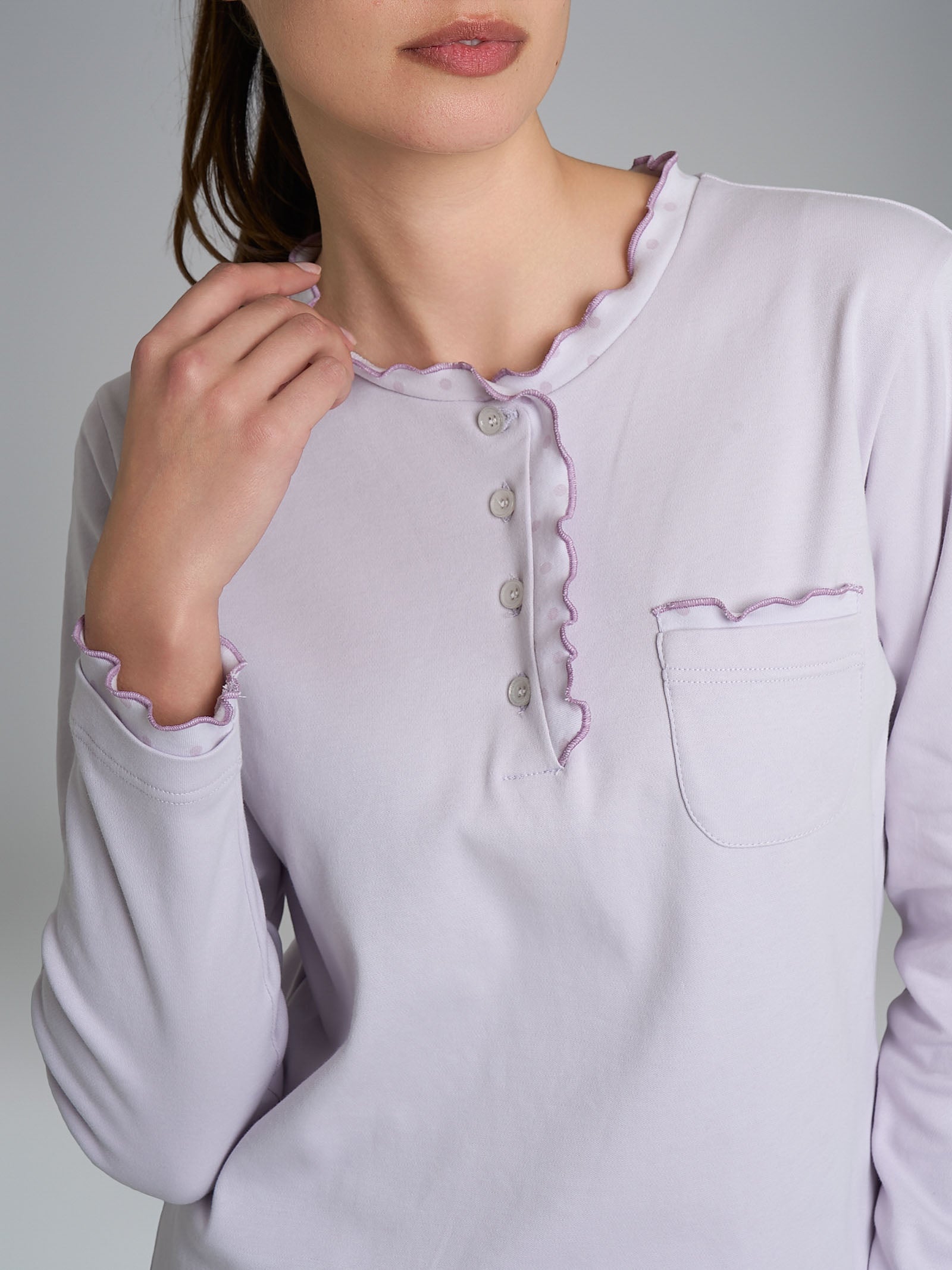 Ragno Sweet Emotion pigiama serafino Lavender Blue cotone