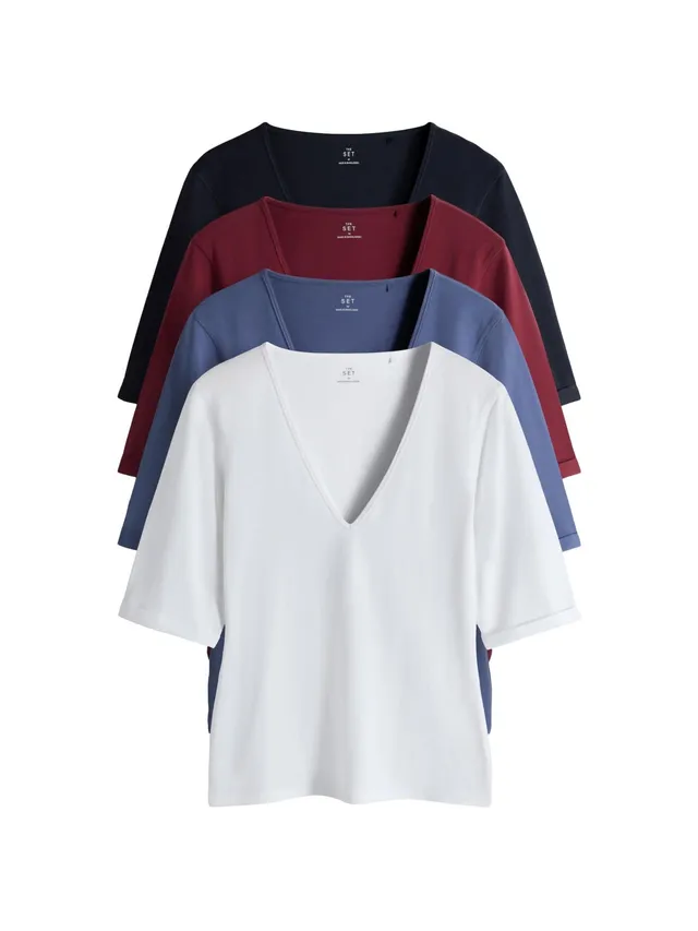Geo Next The Set T-shirt Scollo a V Risvolto 4 Pezzi